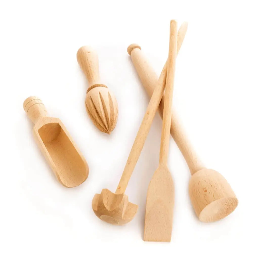 Tuuli Utensili cucina legno Set faggio 5 pezzi frusta