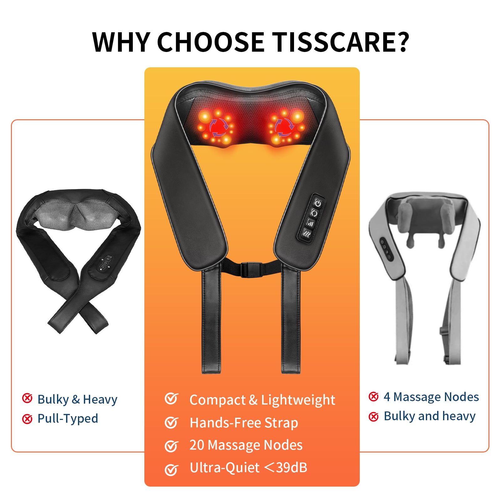 Tisscare Shiatsu massaggiatore collo e spalle con calore