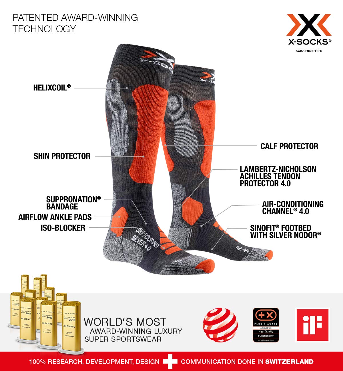 X-Socks Touring Silver 4.0 calze sci scialpinismo alte