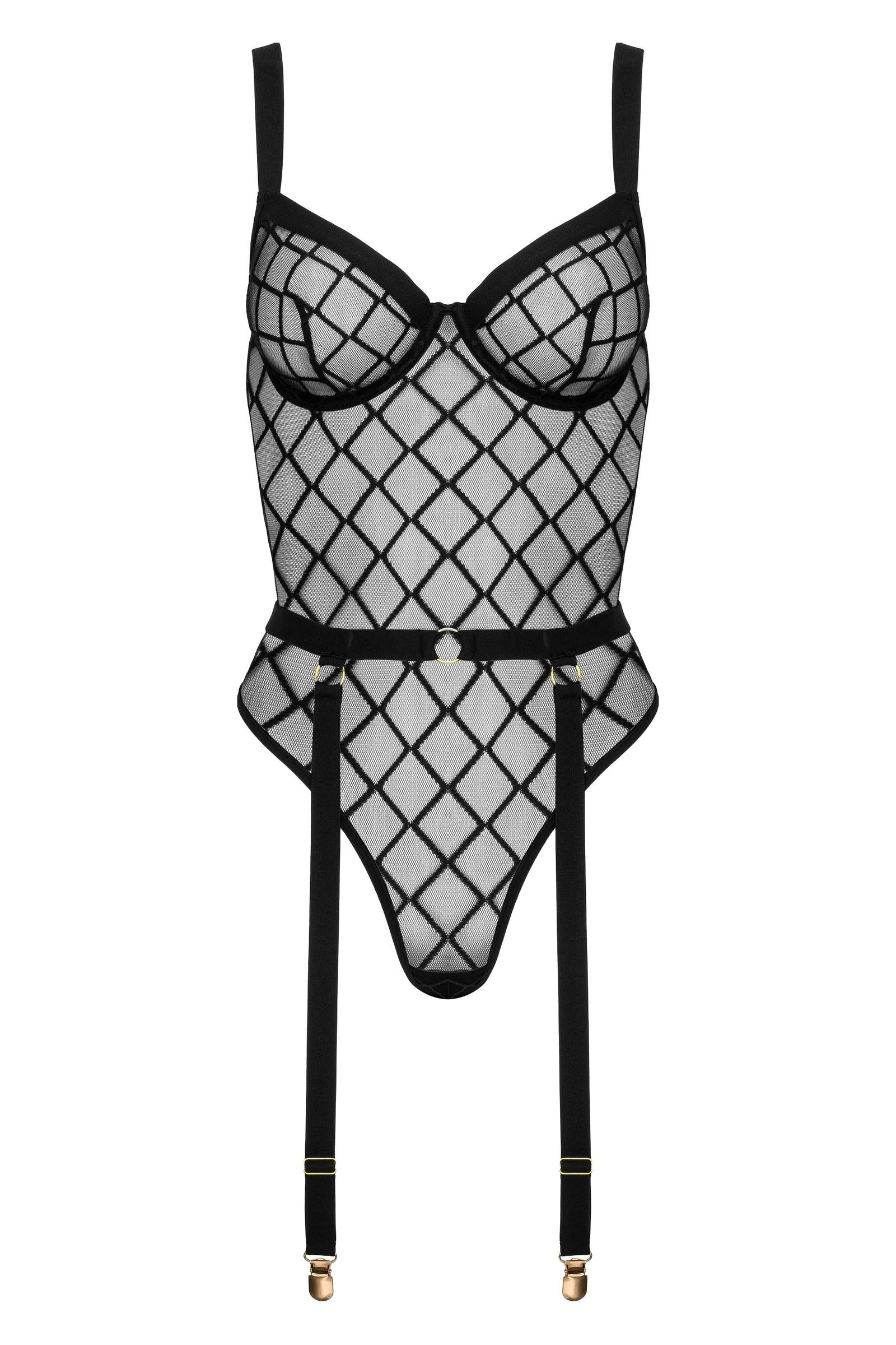 Kotek Bodys BD105 body rete nero S/M con ferretto