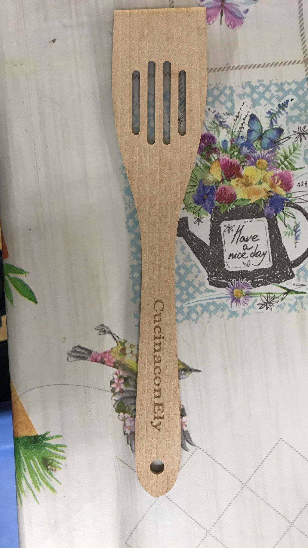 Tuuli Spatola faggio 30 cm Spatola cucina personalizzata forata