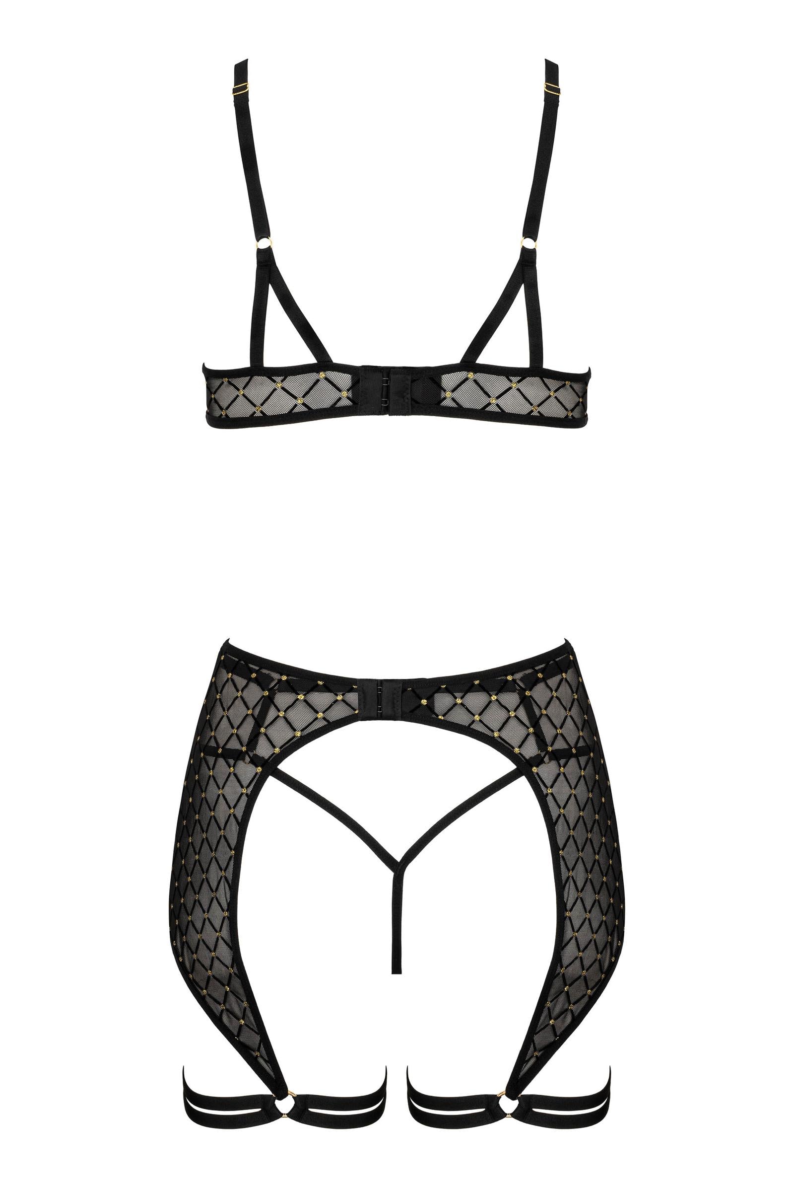 Kotek 3-teilige Sets THP101 completo intimo nero-oro S/M 3 pezzi