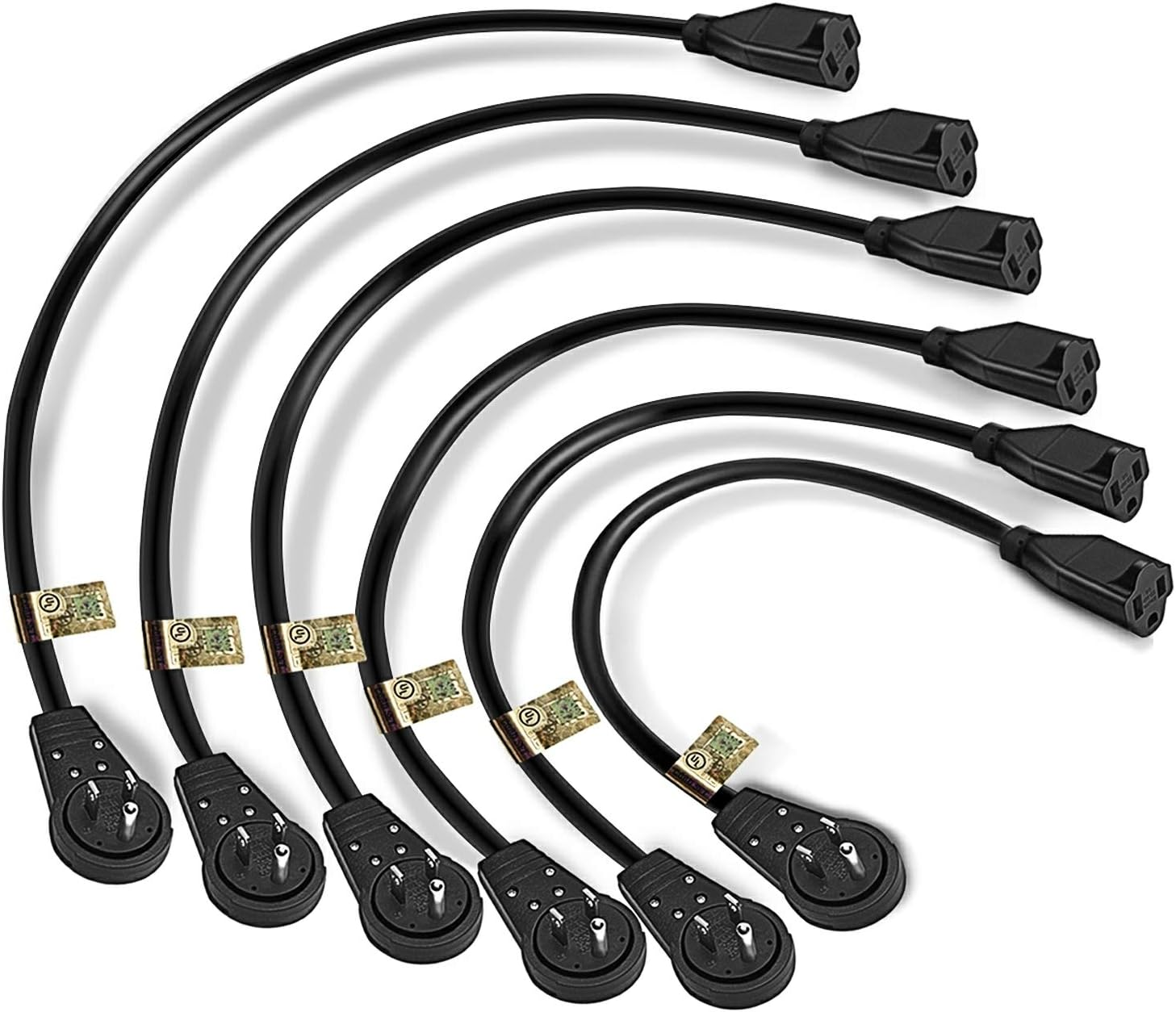Nekteck Accessories Prolunga Spina Piatta Girevole 360° da 3 Pezzi