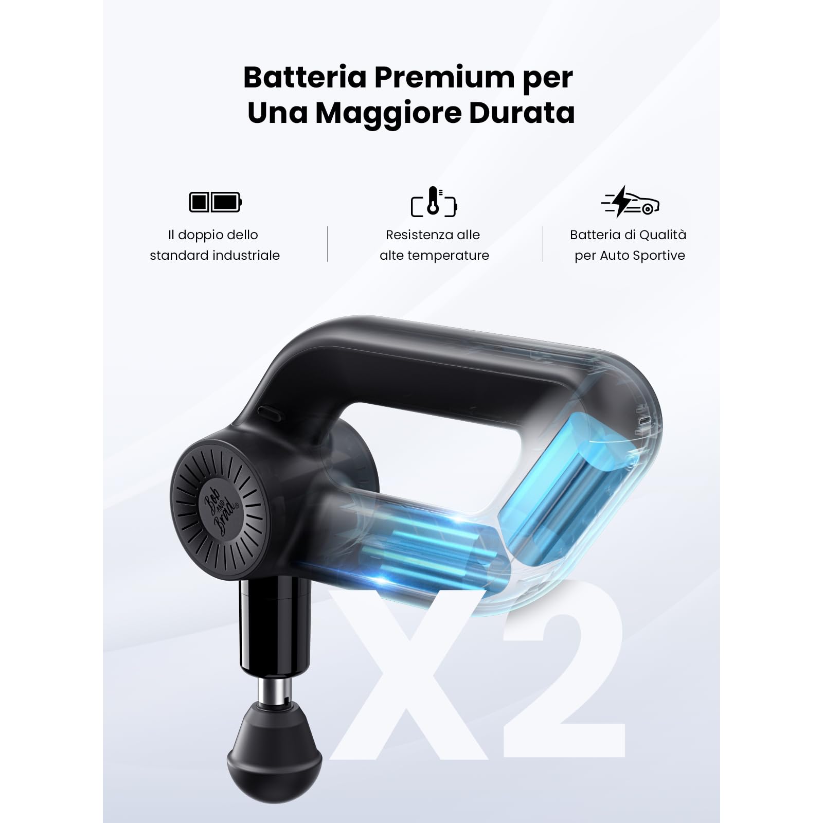 Bob and Brad D6 Pro pistola massaggio nero classico 16mm