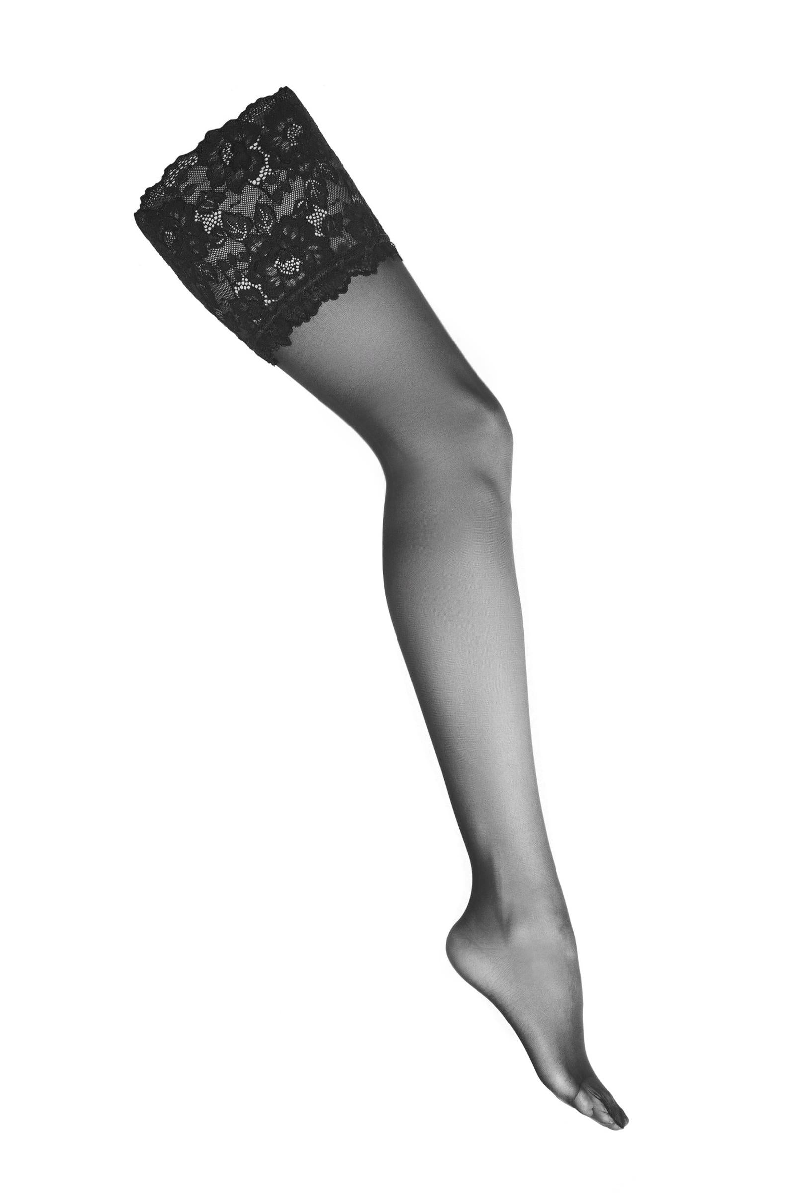 Kotek Strapsstrümpfe Calze per Reggicalze Pizzo Nero 20 DEN