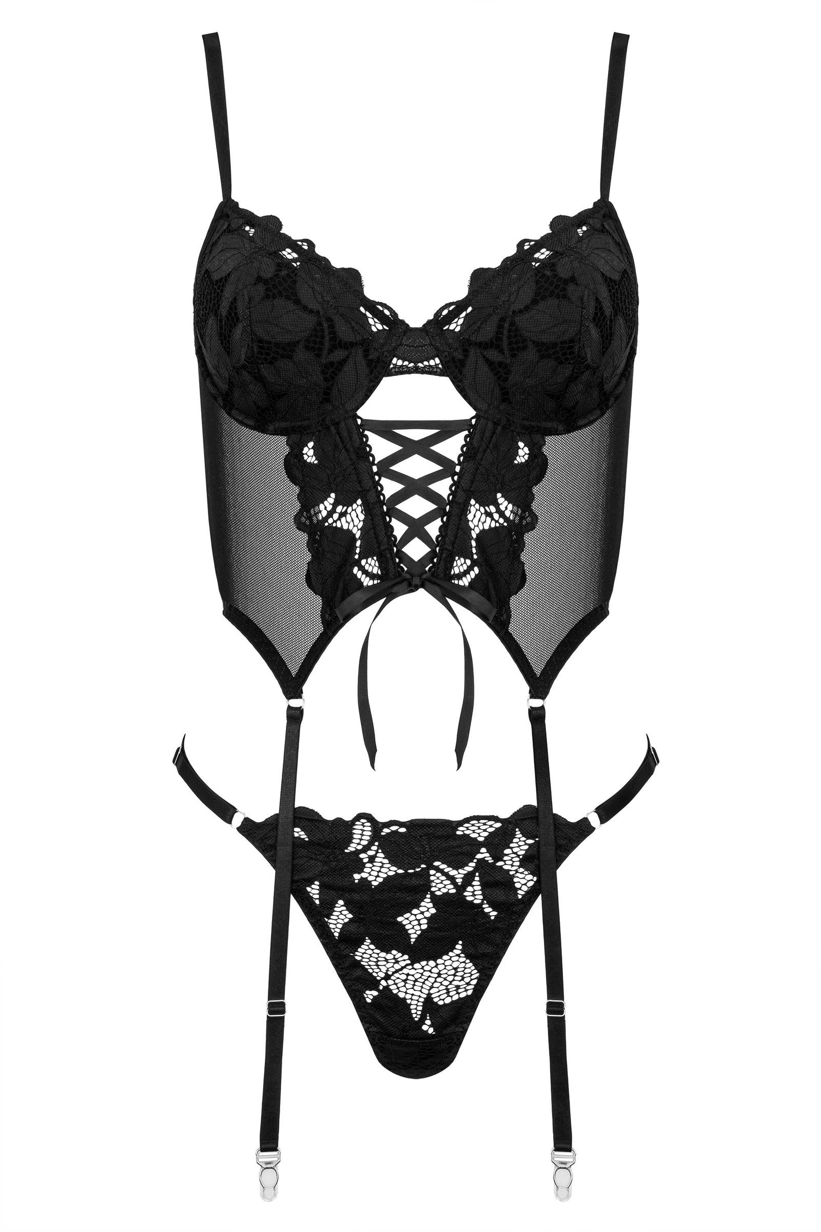 Kotek Corsagen corsetto nero S/M con reggicalze CO103