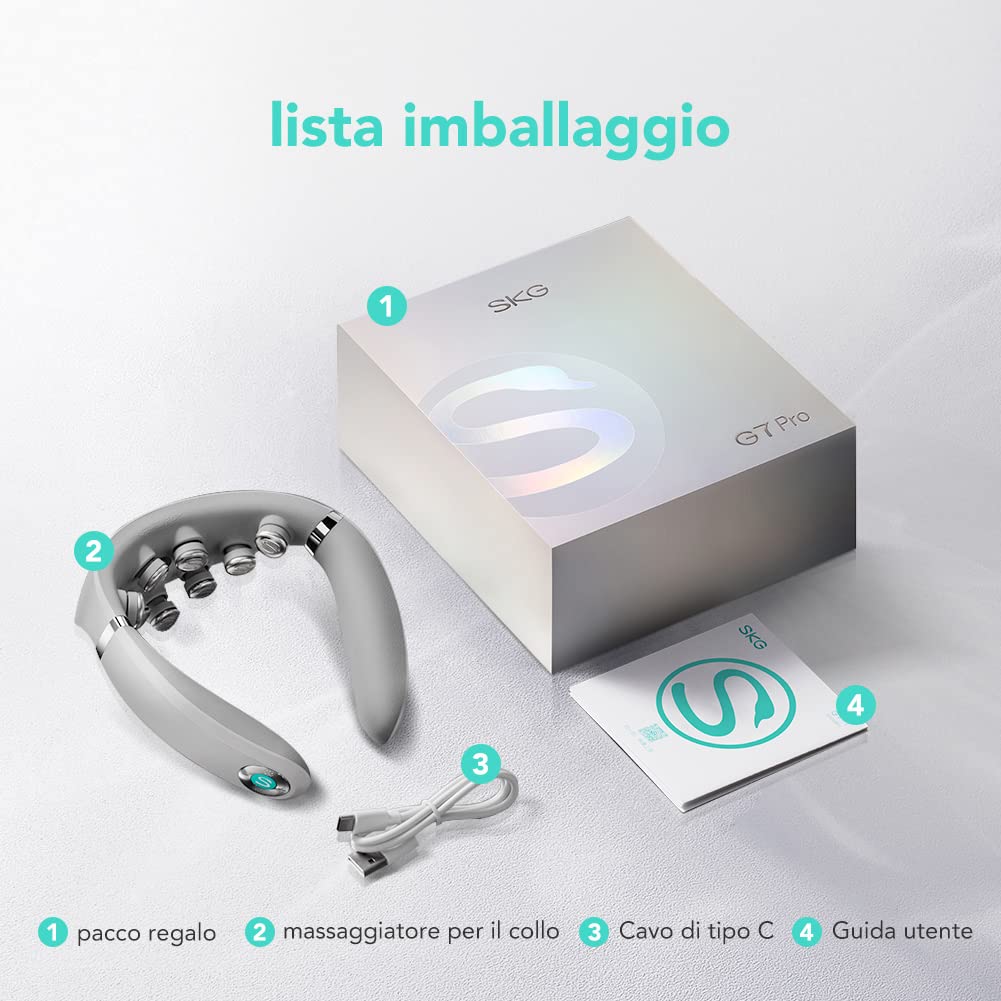 SKG G7 PRO Massaggiatore Collo Calore e Infrarossi 9D Ricaricabile