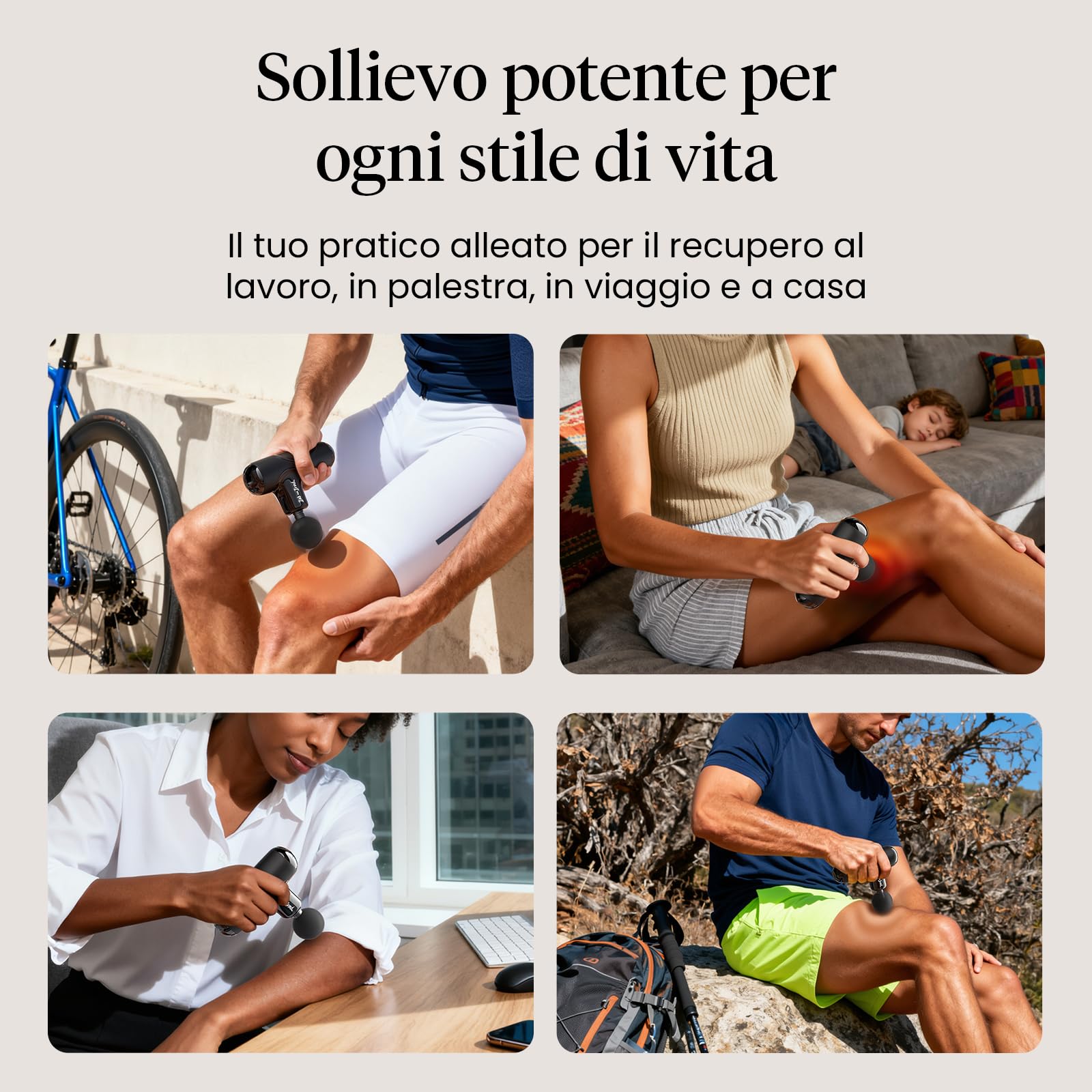 Bob and Brad Q2 Mini pistola massaggio Nero Classico 5 testine