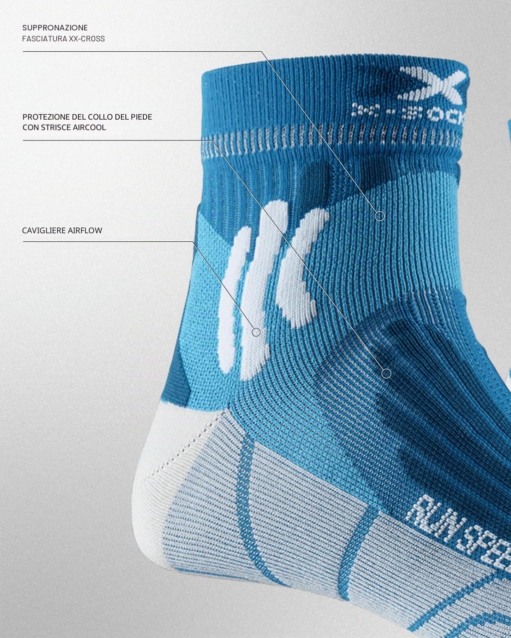 X-Socks Run Calze Running 42-44 Blu ventilate unisex