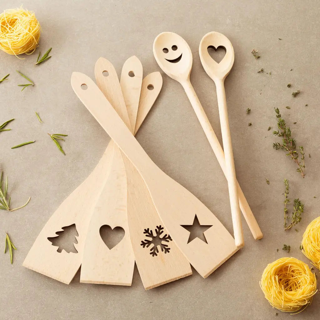 Tuuli Utensili cucina legno set 6 pezzi faggio 30 cm motivo