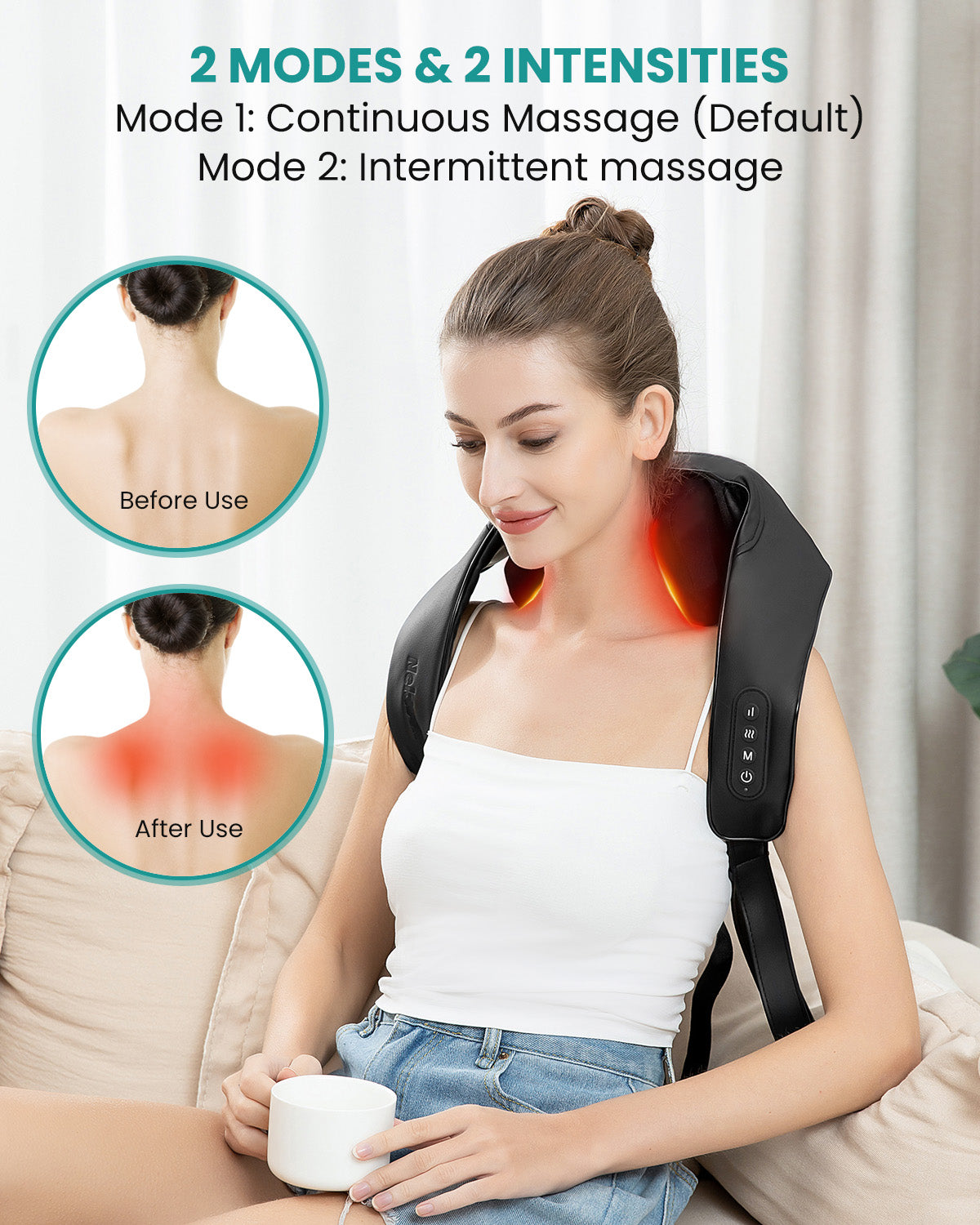 Nekteck Neck & Back Massager Cordless 6D Shiatsu Collo Schiena