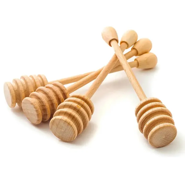 Tuuli Cucchiai miele faggio 15 cm set 4 pezzi scanalati