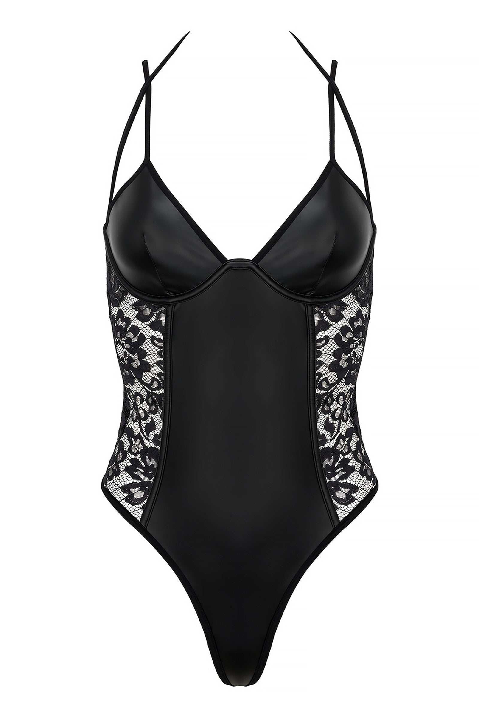 Kotek Bodys body wetlook nero S/M pizzo schiena lacci