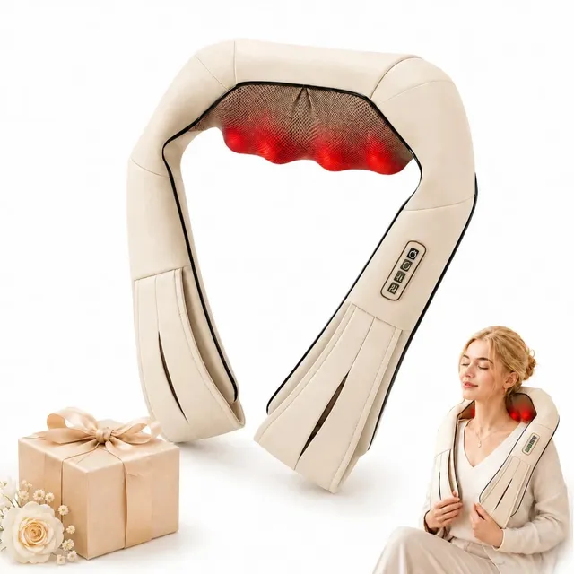 Nekteck Neck & Back Massager Cuscino Shiatsu con Calore Beige