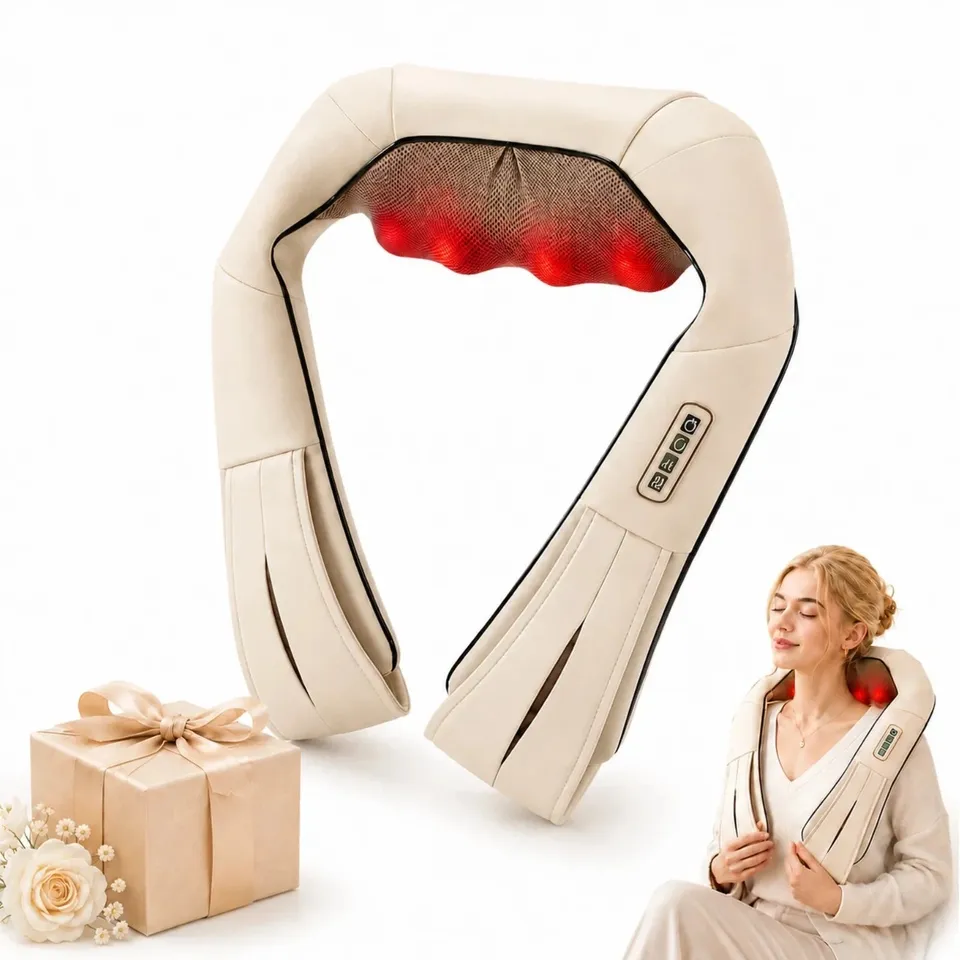 Nekteck Neck & Back Massager Cuscino Shiatsu con Calore Beige