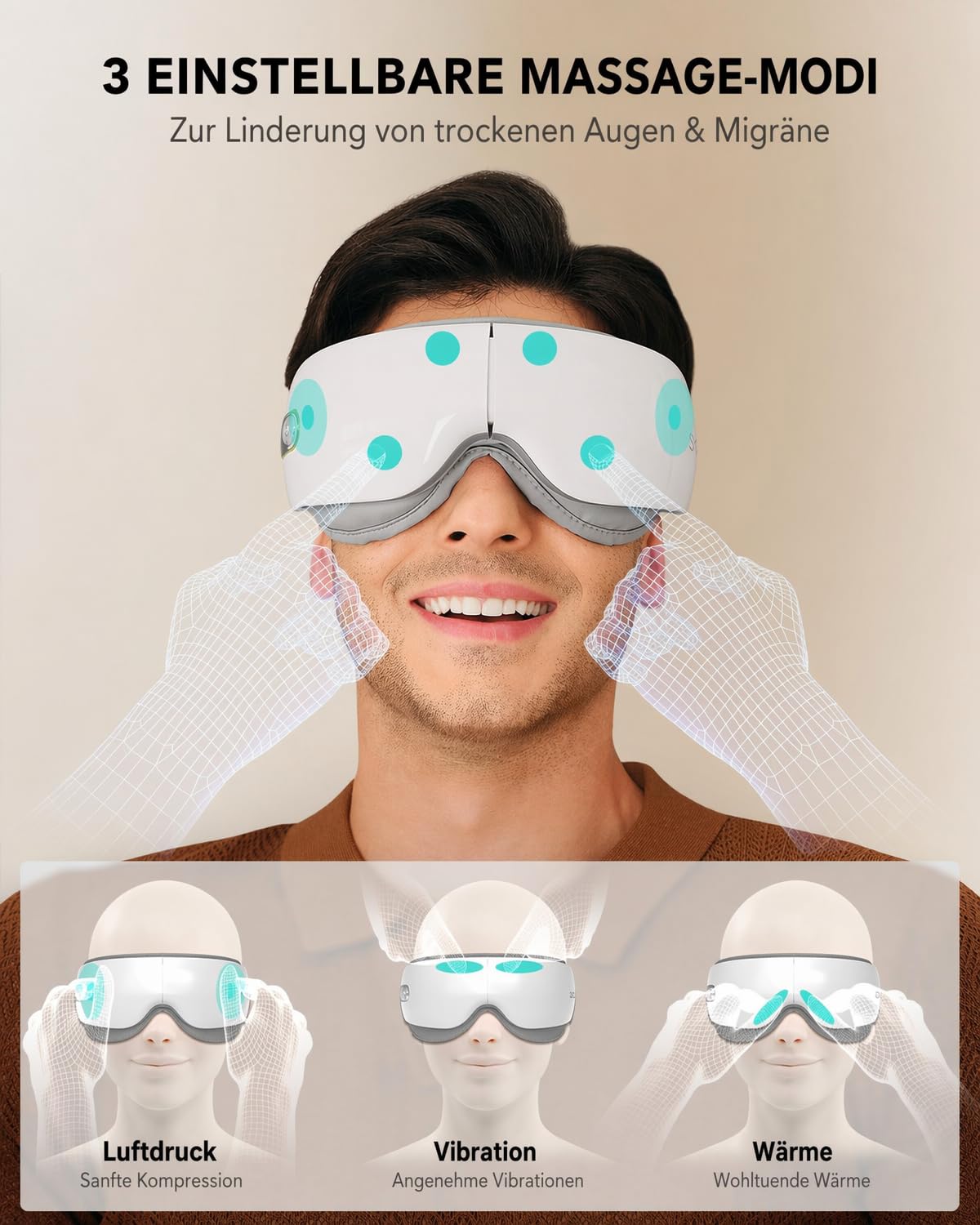 SKG Eye Massager massaggiatore occhi Bluetooth calore