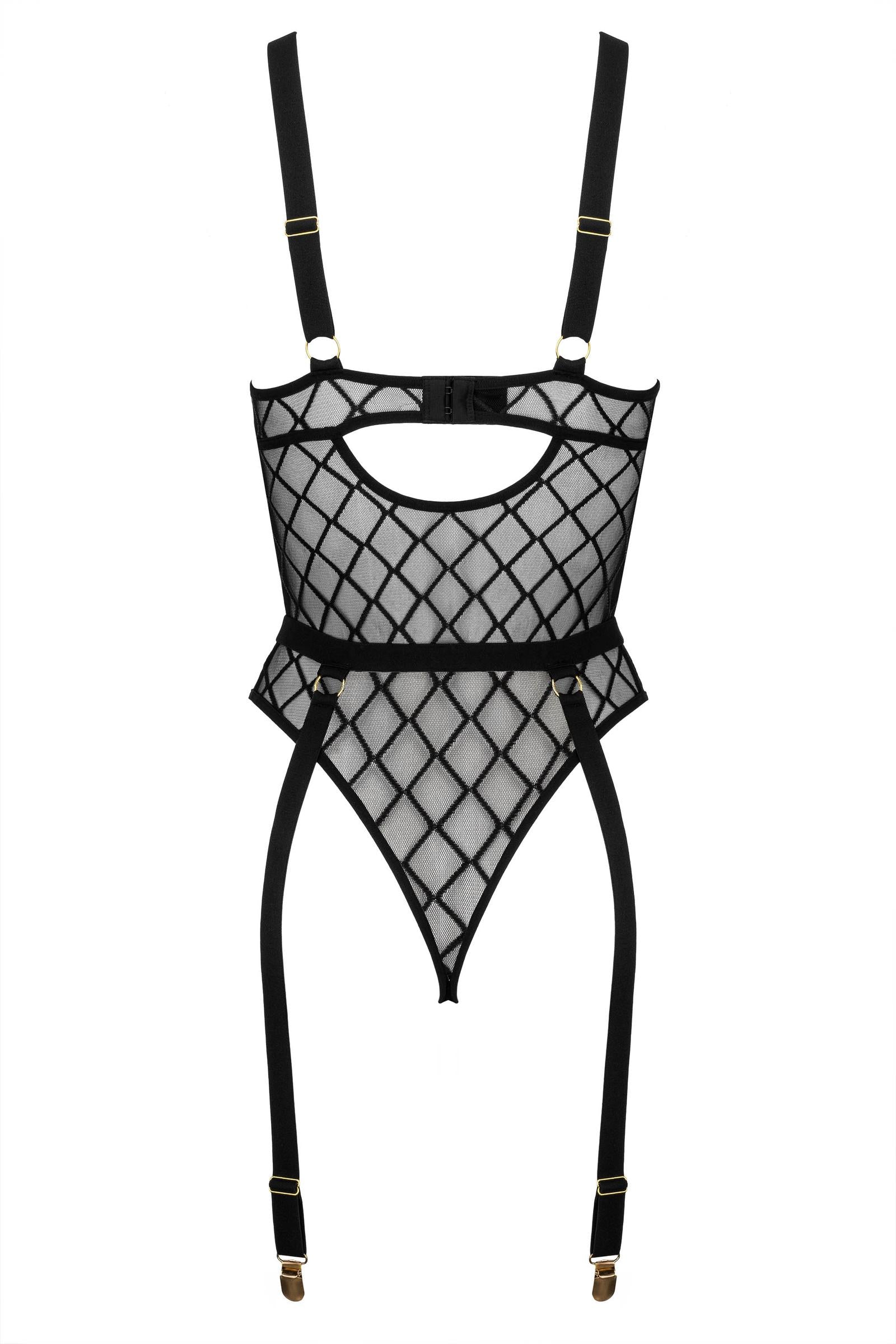 Kotek Bodys BD105 body rete nero S/M con ferretto