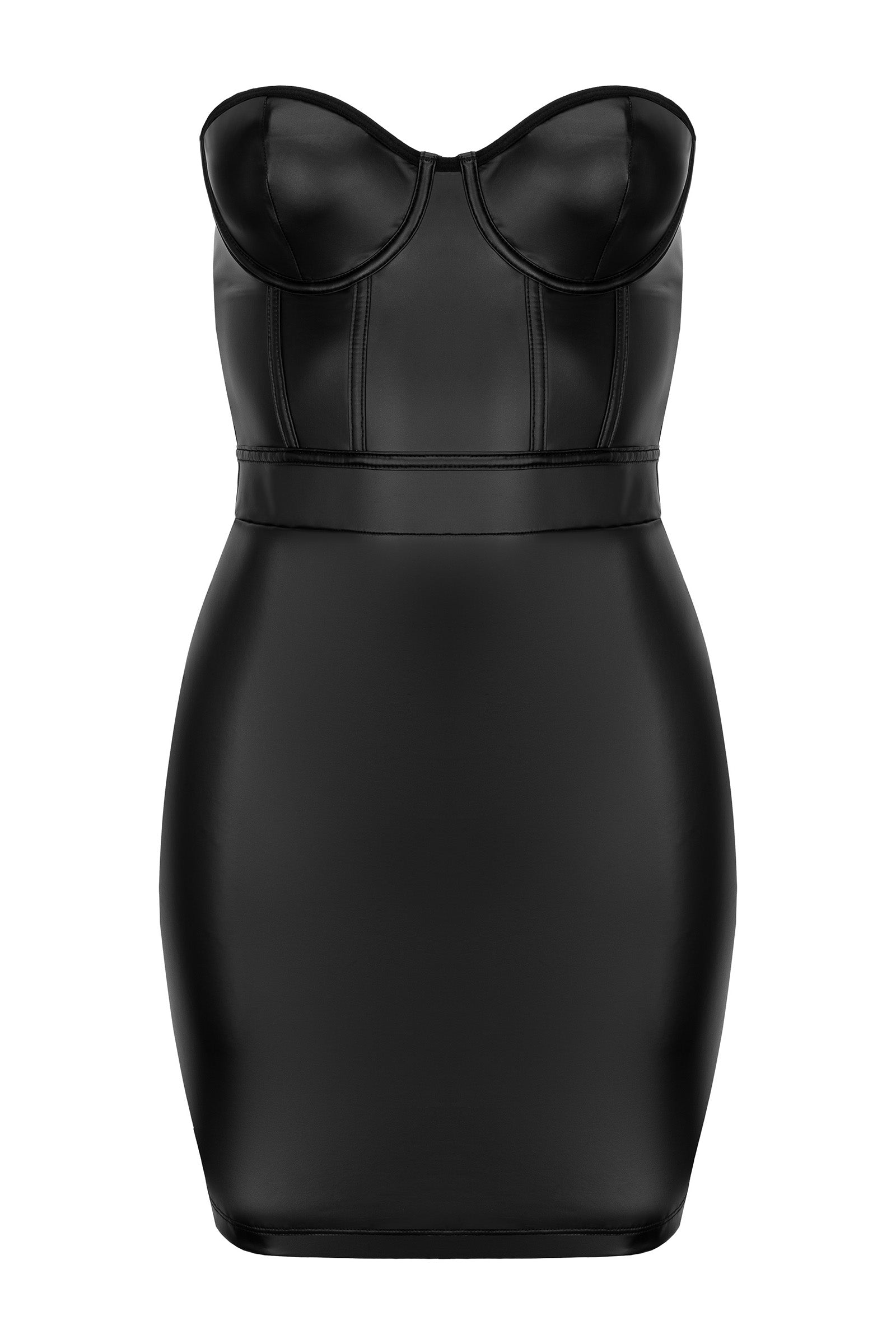 Kotek Sexy Kleider mini abito wetlook nero S/M senza spalline
