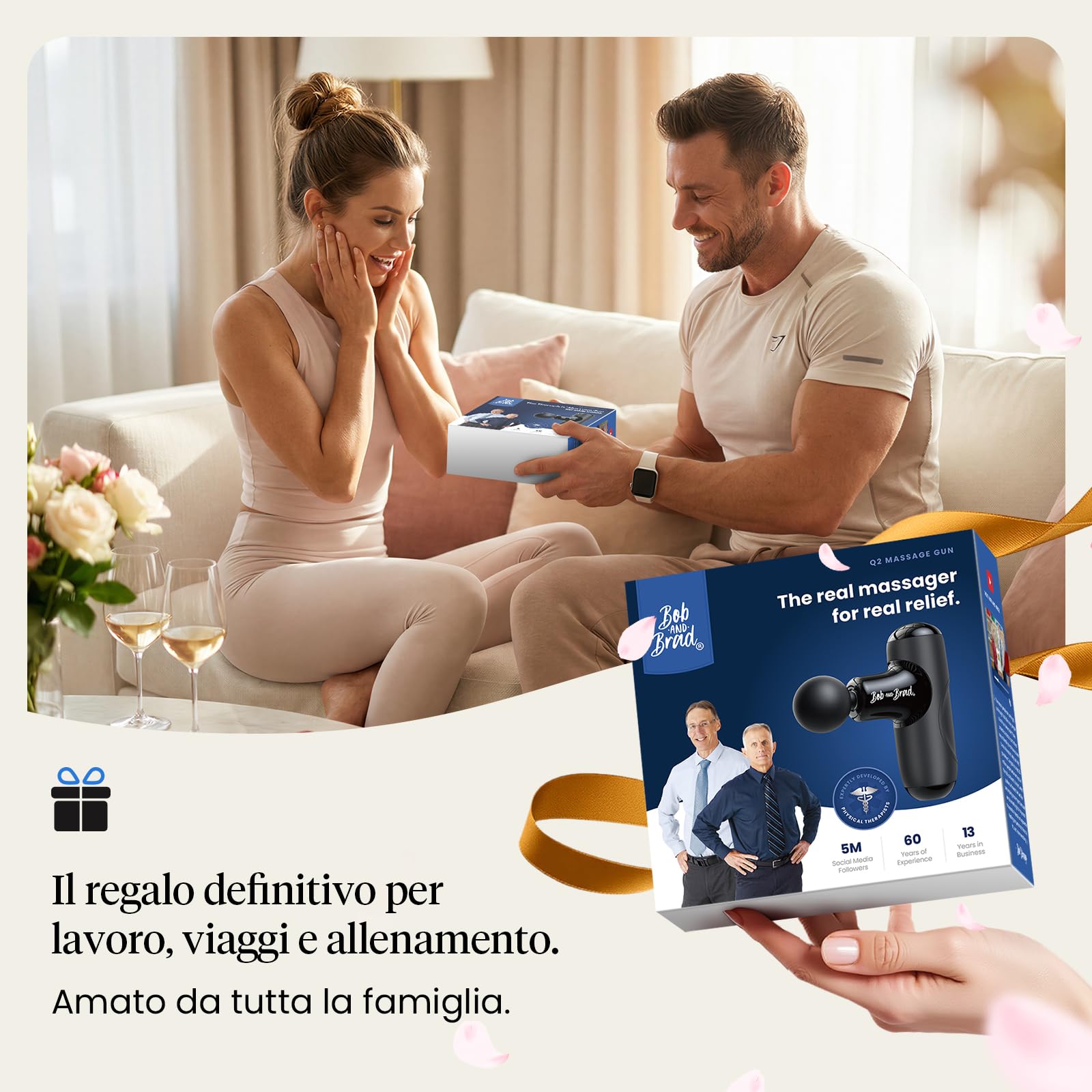 Bob and Brad Q2 Mini pistola massaggio Nero Classico 5 testine