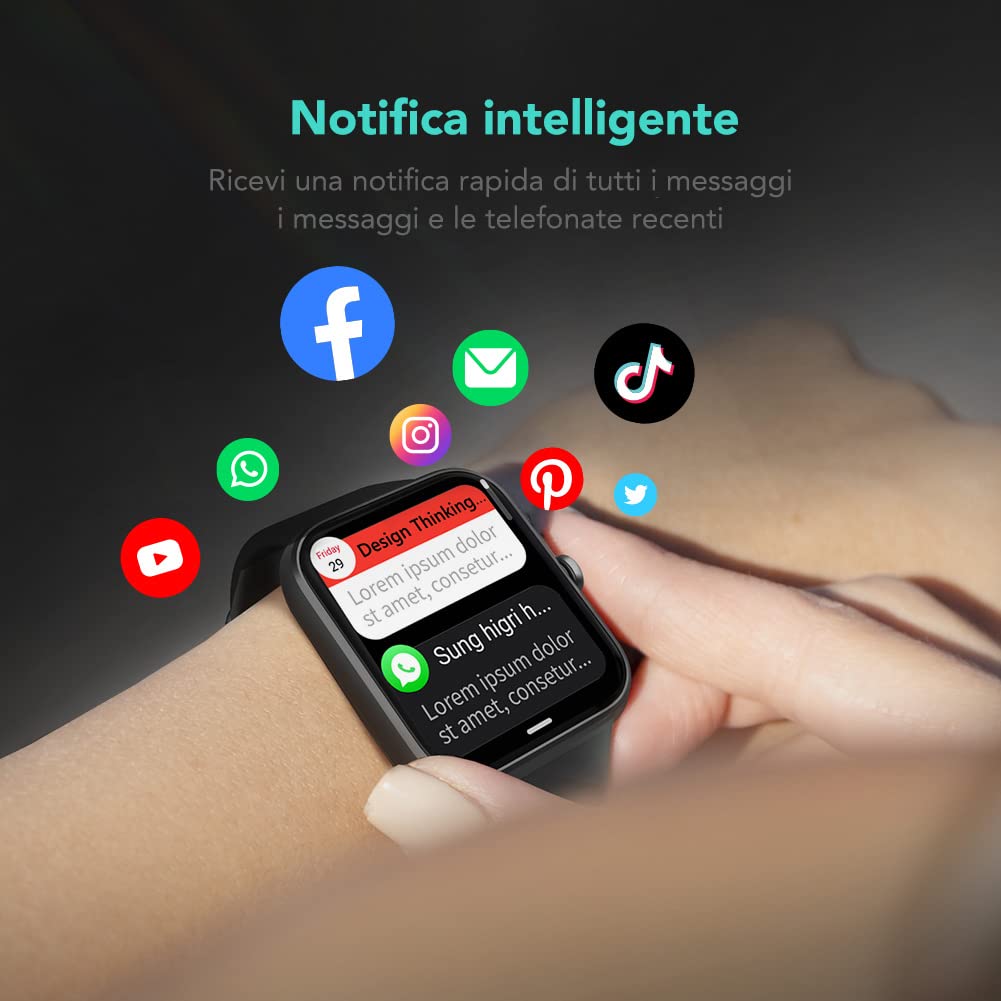 SKG V7 smartwatch orologio intelligente nero 1,7"