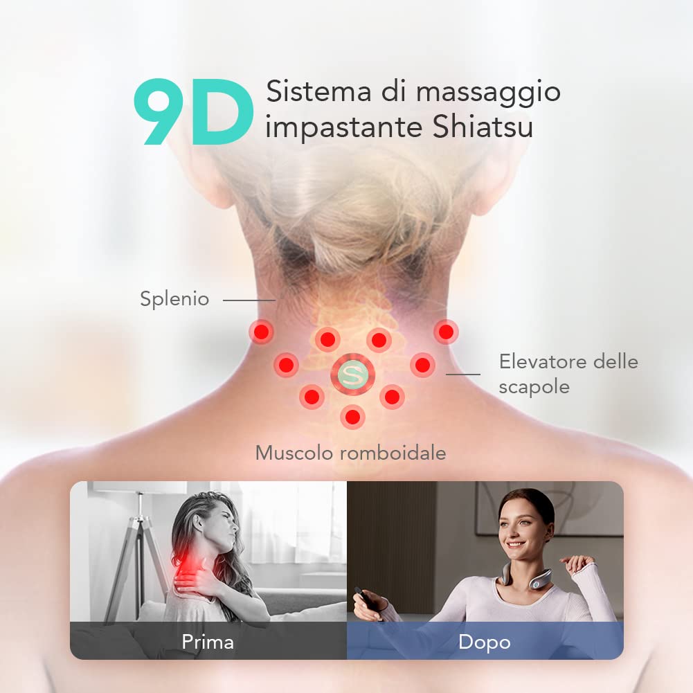 SKG G7 PRO Massaggiatore Collo Calore e Infrarossi 9D Ricaricabile