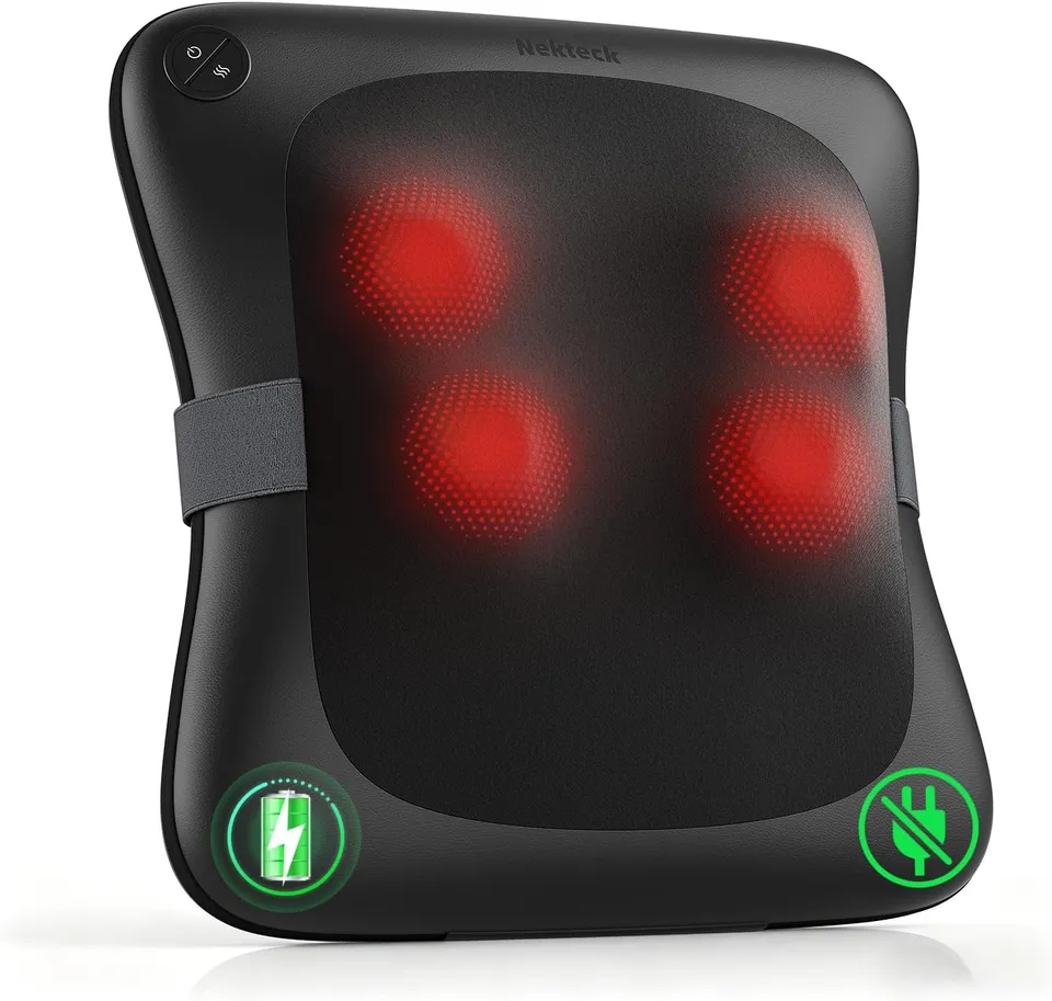 Nekteck Neck & Back Massager Cuscino Ricaricabile con Calore