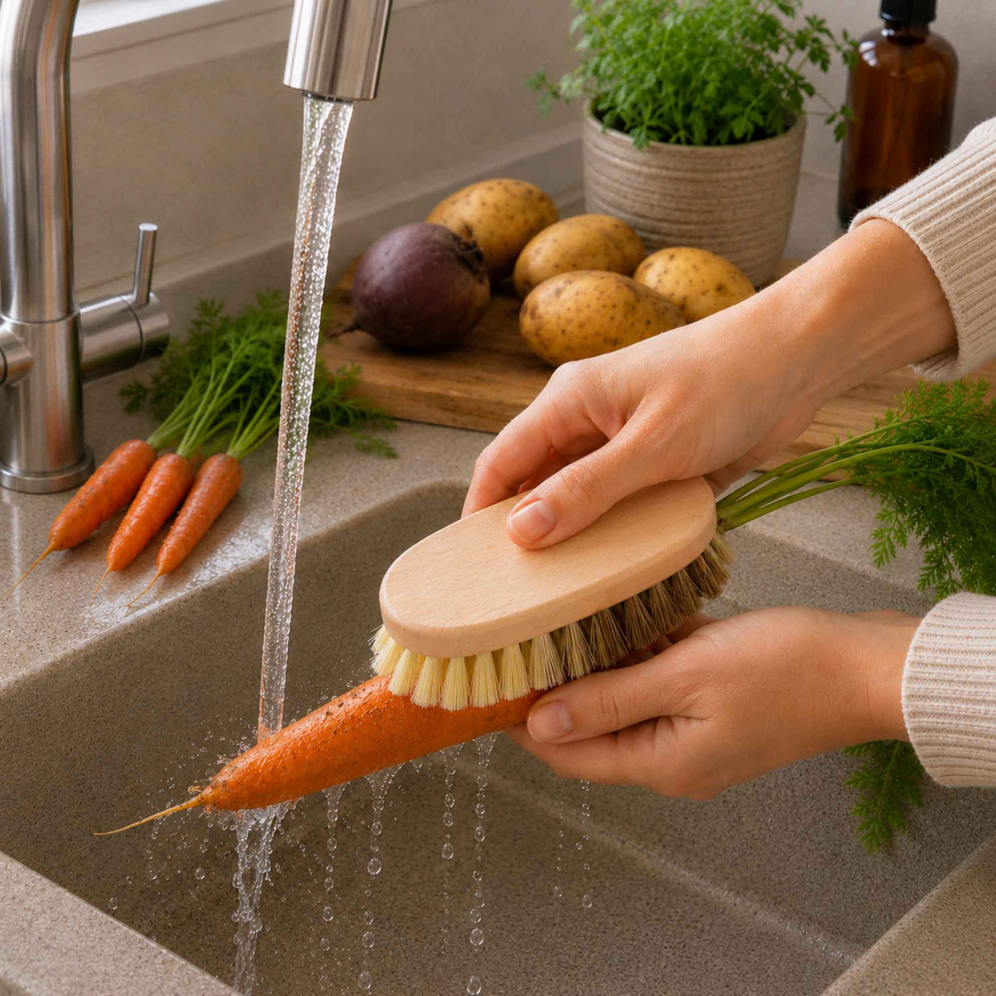 Tuuli Utensili cucina Spazzola verdure faggio 11 cm vegana