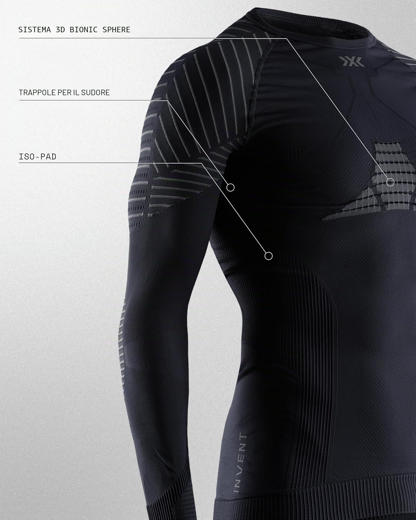 X-Bionic Invent 4.0 Maglia Termica Nero termoregolante