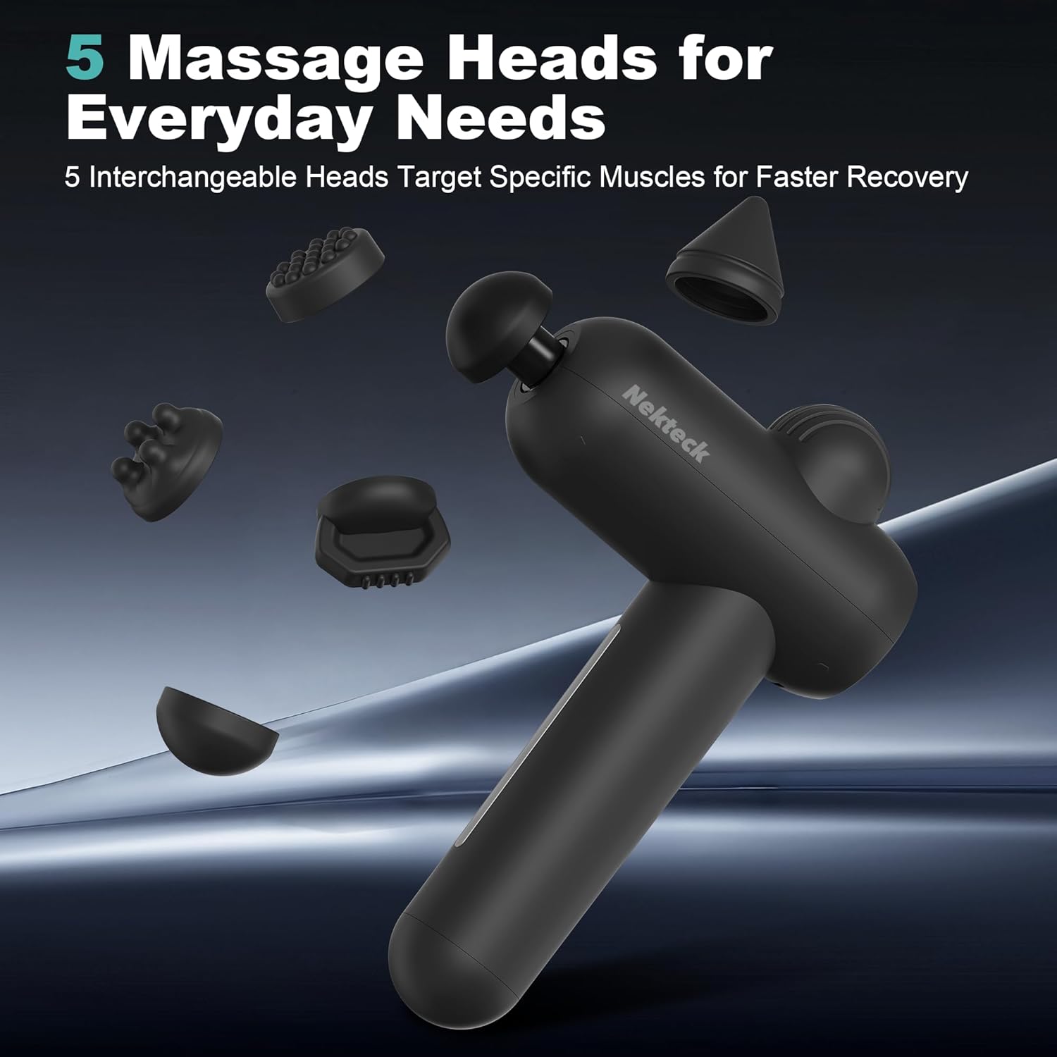 Nekteck Massage Gun pistola massaggio 5 testine 30 velocità