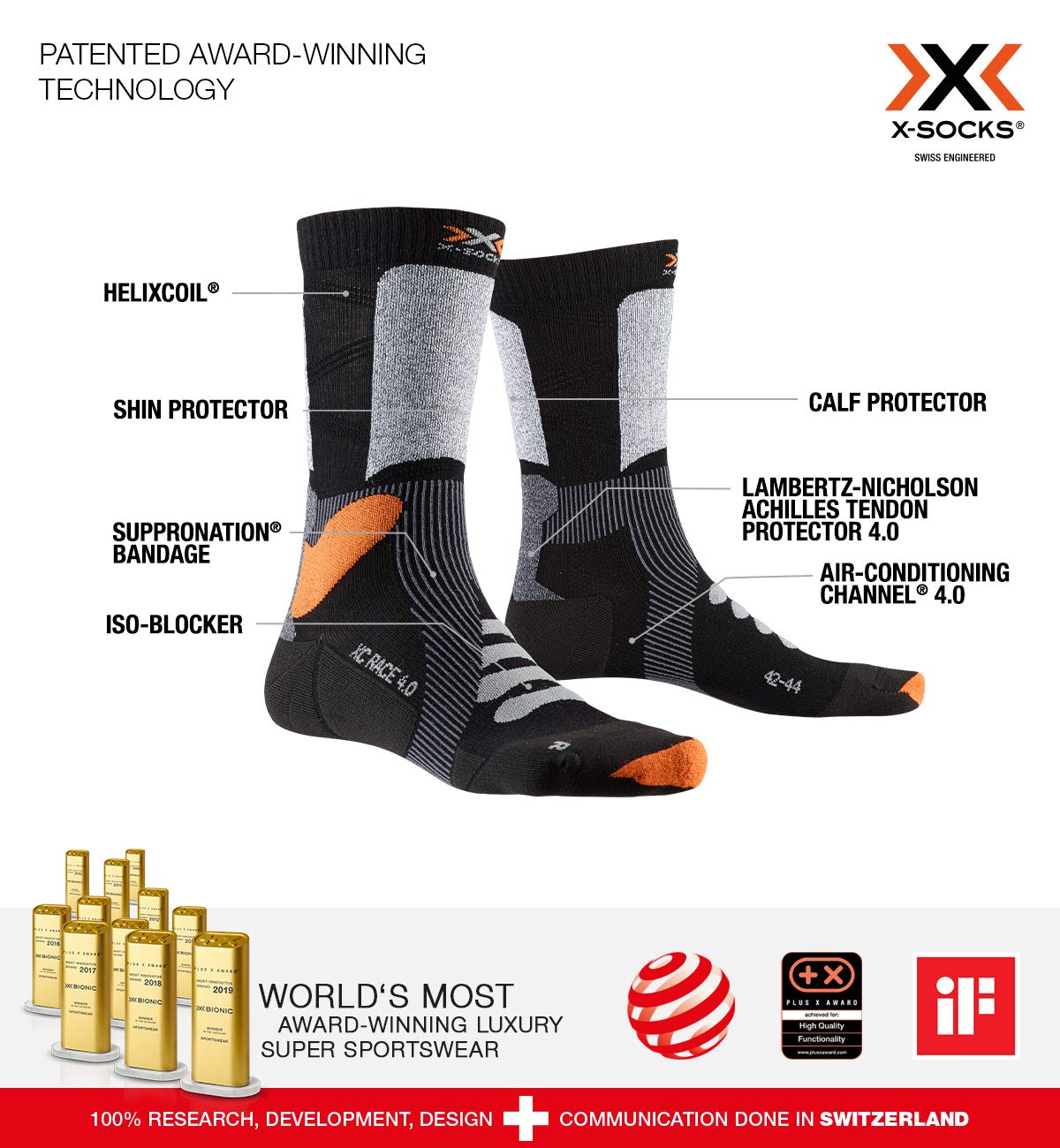 X-Socks X-Country Race 4.0 Calze Sci Fondo 42-44 Unisex