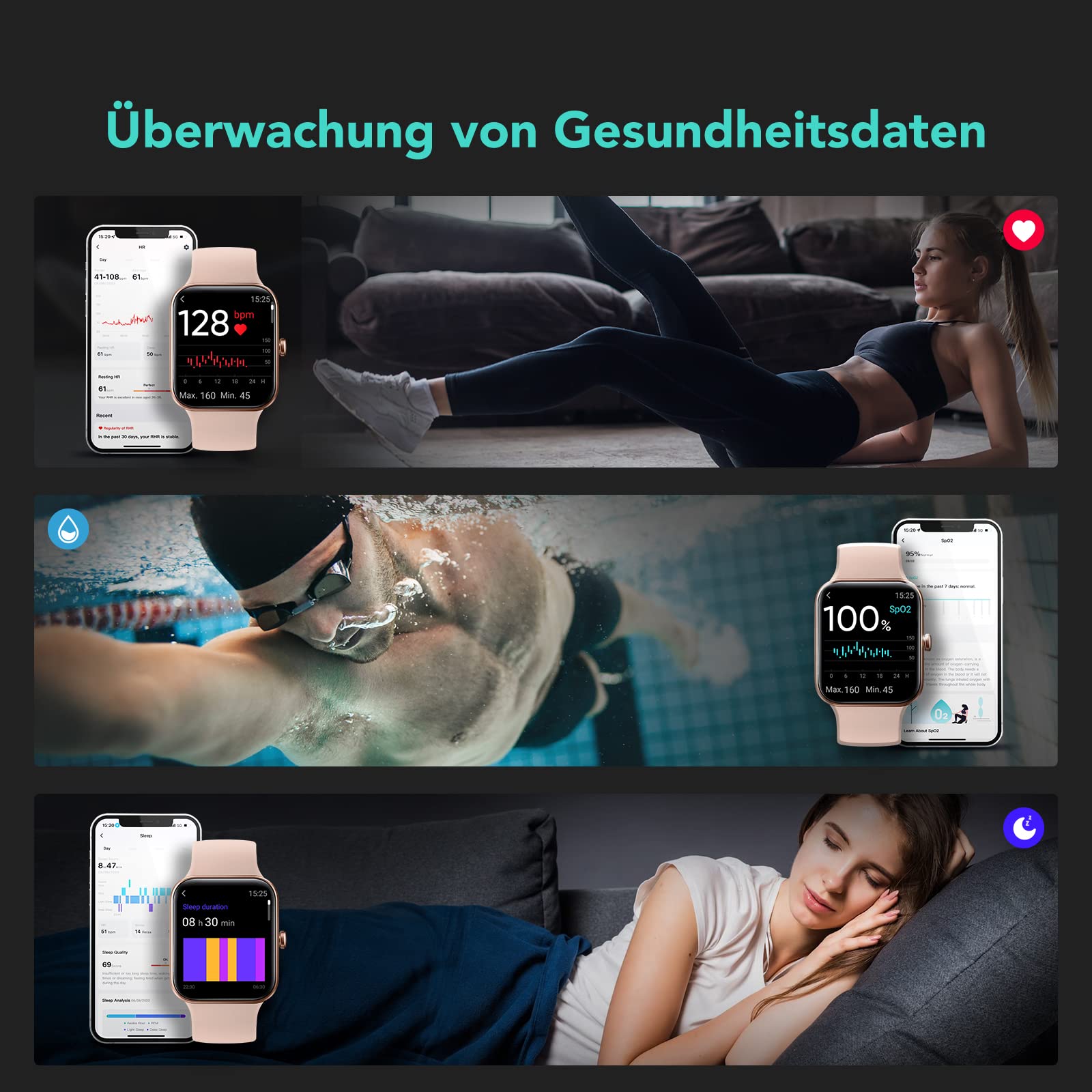 SKG V7 smartwatch orologio fitness nero 1,7"