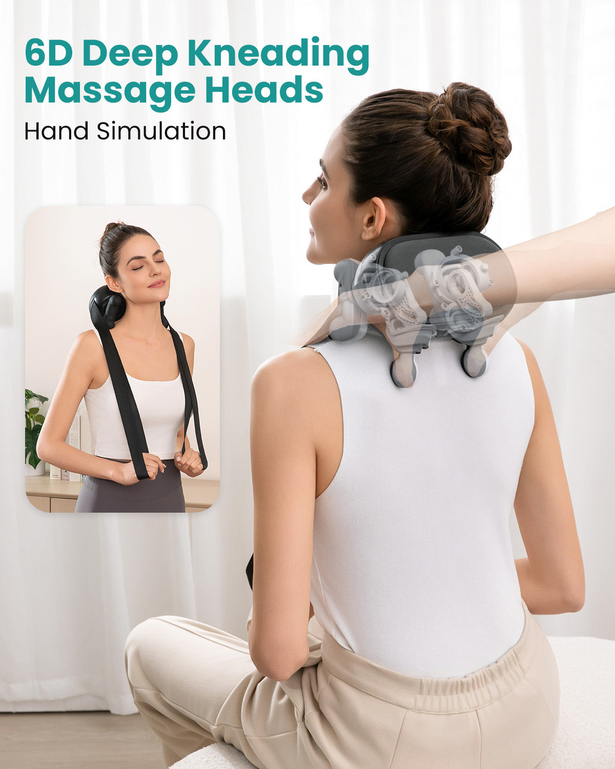 Nekteck Neck & Back Massager cuscino massaggiante shiatsu 6D con calore