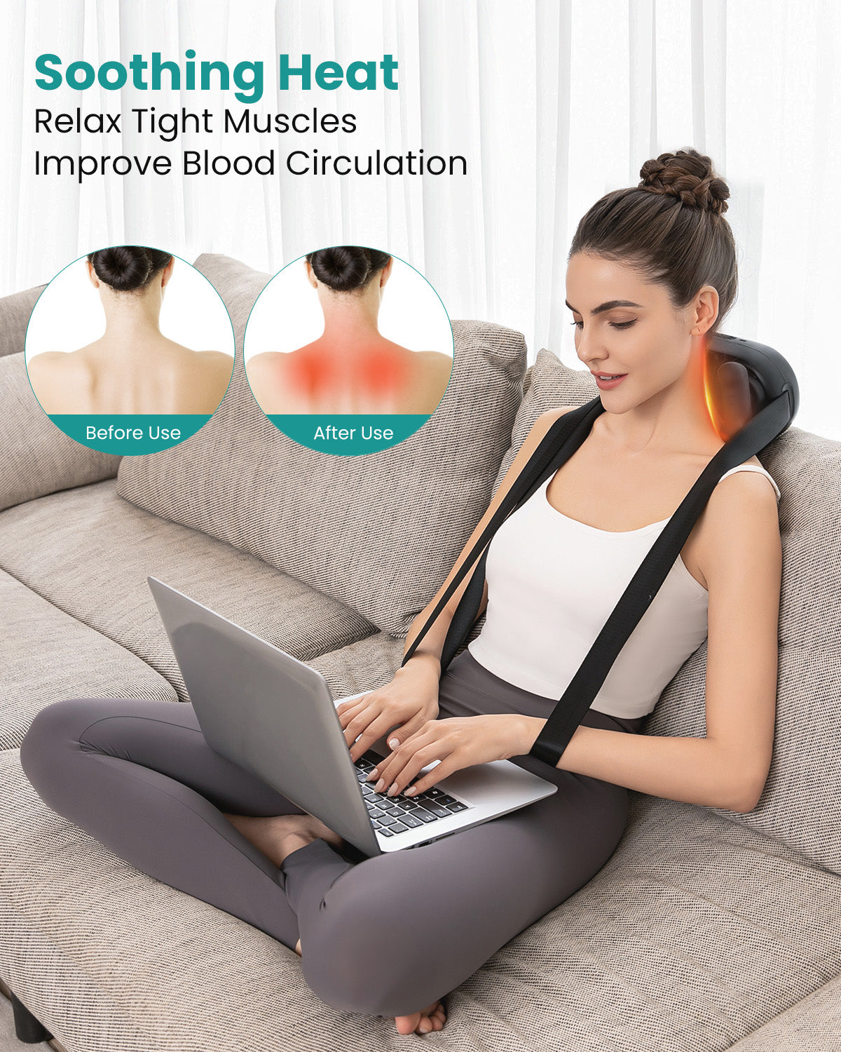 Nekteck Neck & Back Massager cuscino massaggiante shiatsu 6D con calore