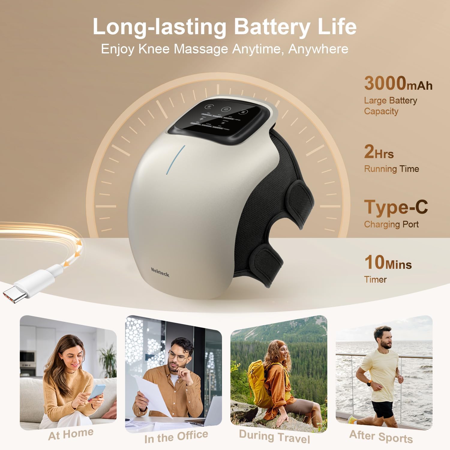 Nekteck Knee Massager ginocchiera massaggiante 3 in 1 cordless