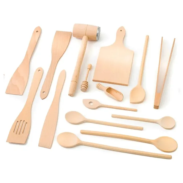 Tuuli Utensili da cucina in legno 15 pezzi faggio