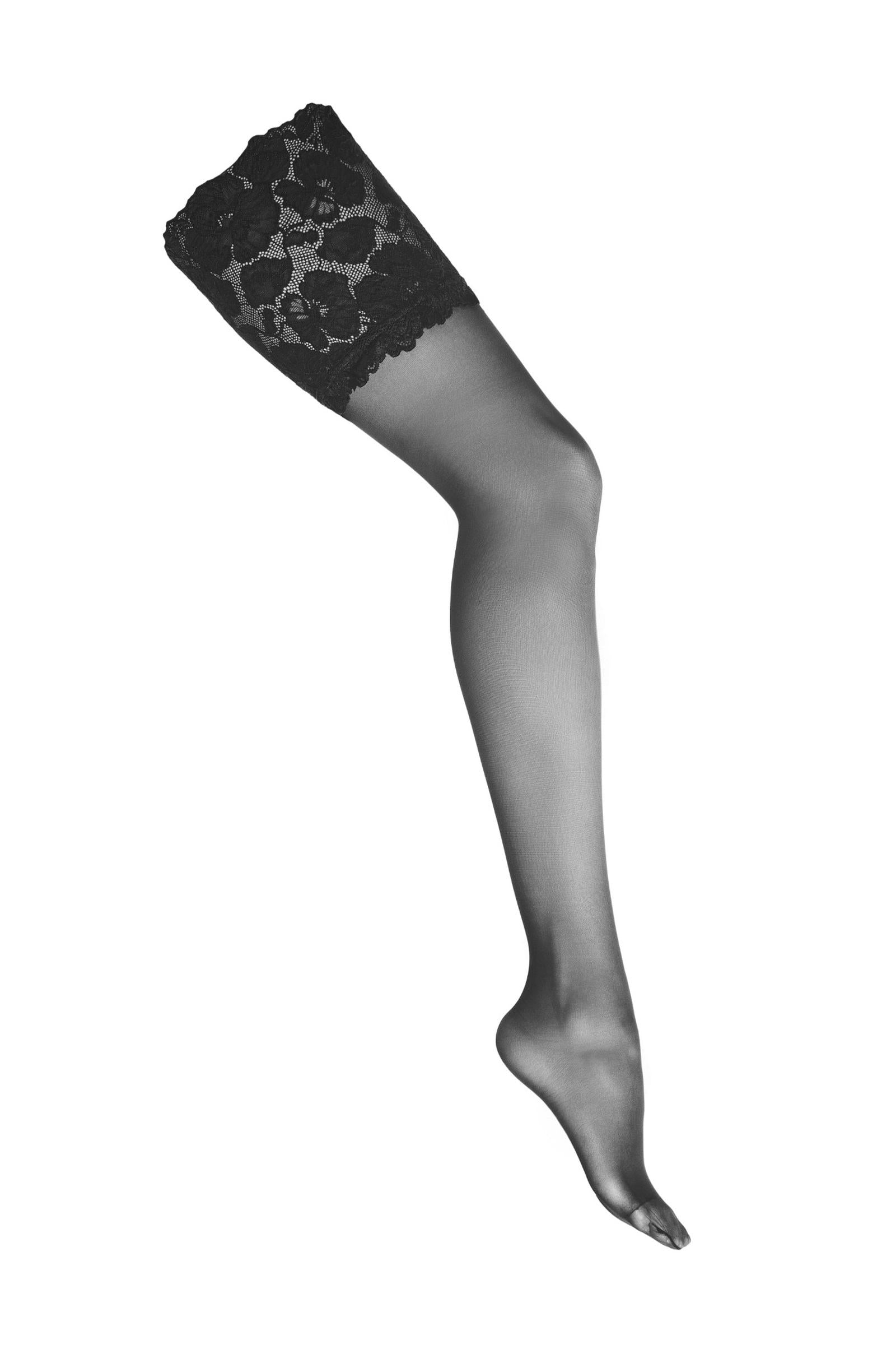 Kotek Strapsstrümpfe calze per reggicalze nere 20 DEN S/M pizzo