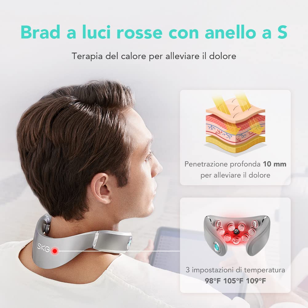 SKG G7 PRO Massaggiatore Collo Calore e Infrarossi 9D Ricaricabile