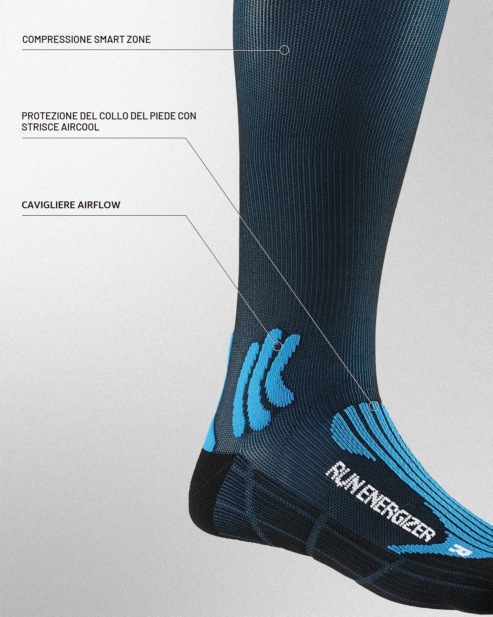 X-Socks Run Energizer Calze Running Unisex Taglia L 39-41 Blu