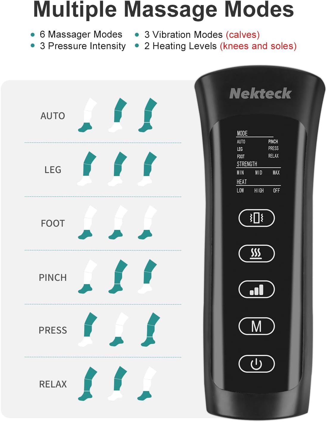 Nekteck Leg Massager massaggiatore gambe calore vibrazione