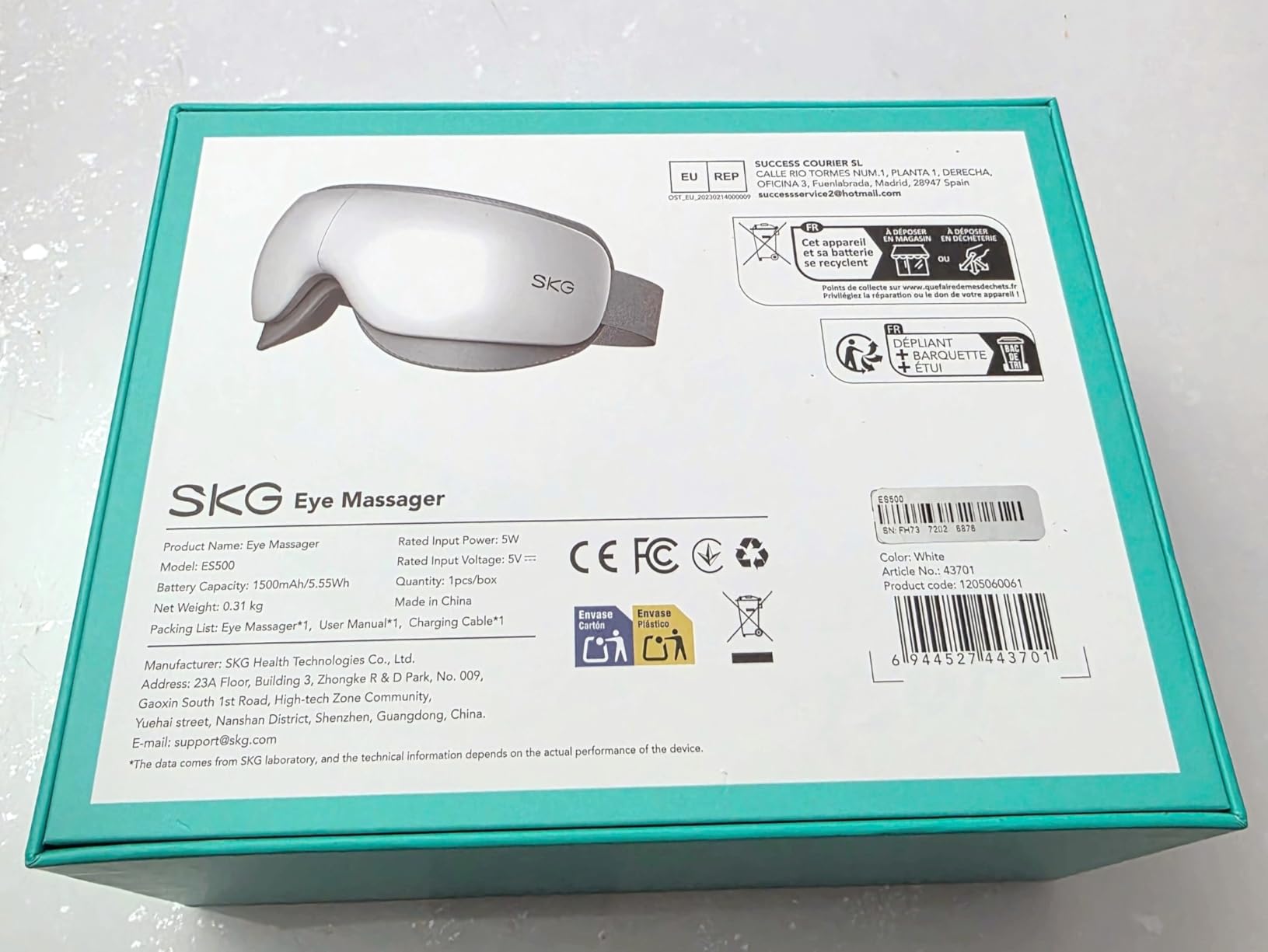 SKG Eye Massager massaggiatore occhi Bluetooth calore