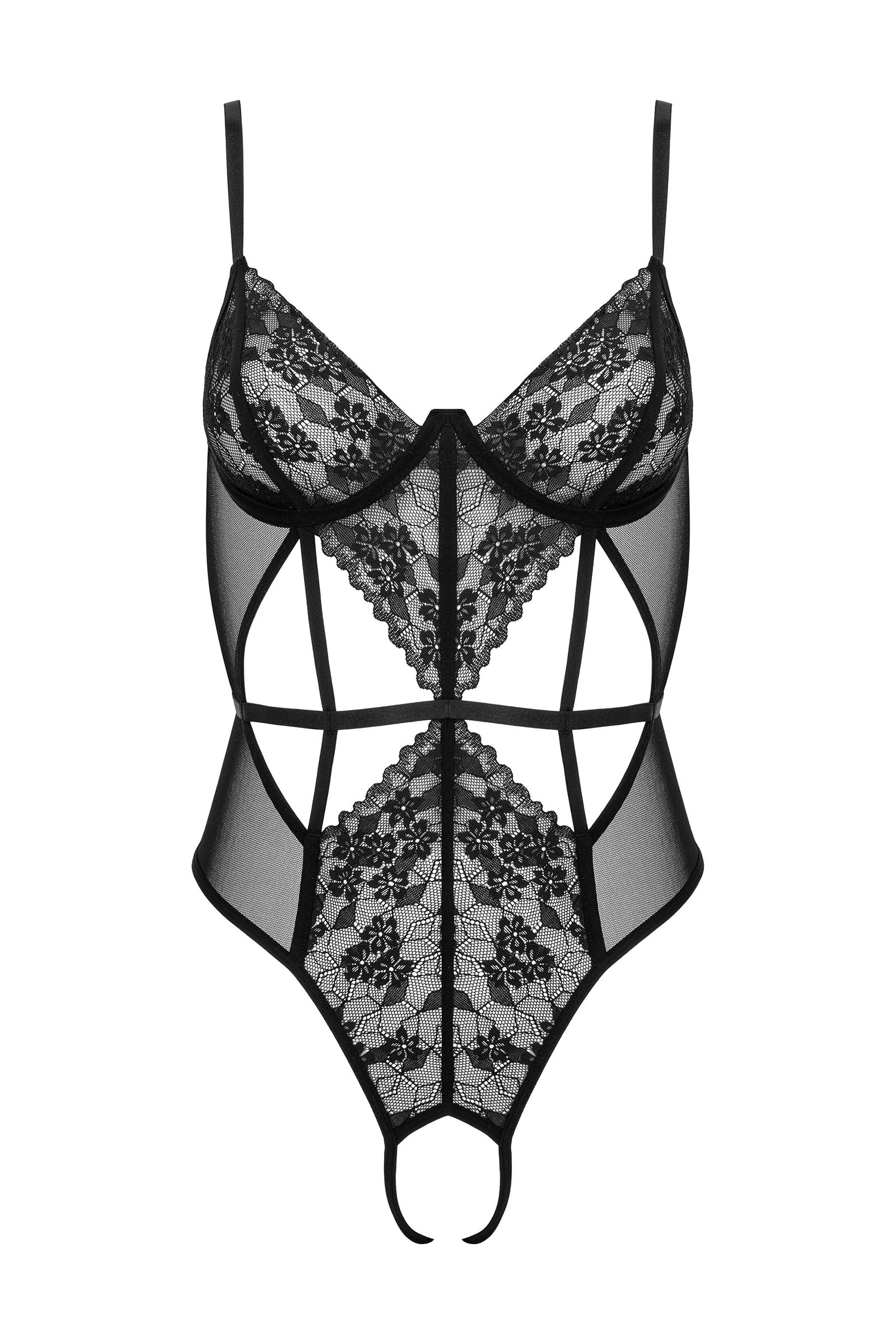 Kotek BD107 Bodys body pizzo nero S/M aperto