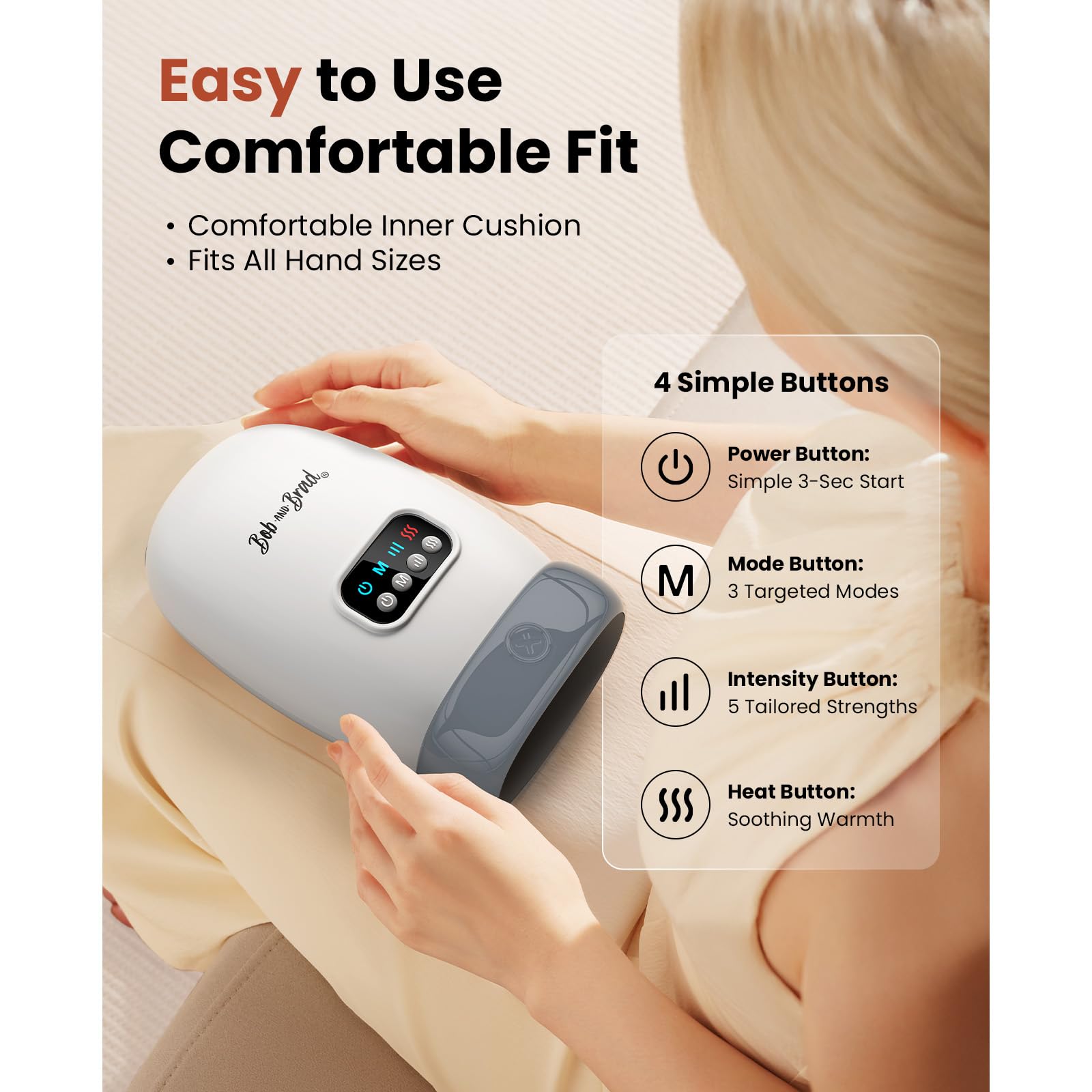 Bob and Brad H60 Massaggiatore Mani Calore e Compressione Ricaricabile