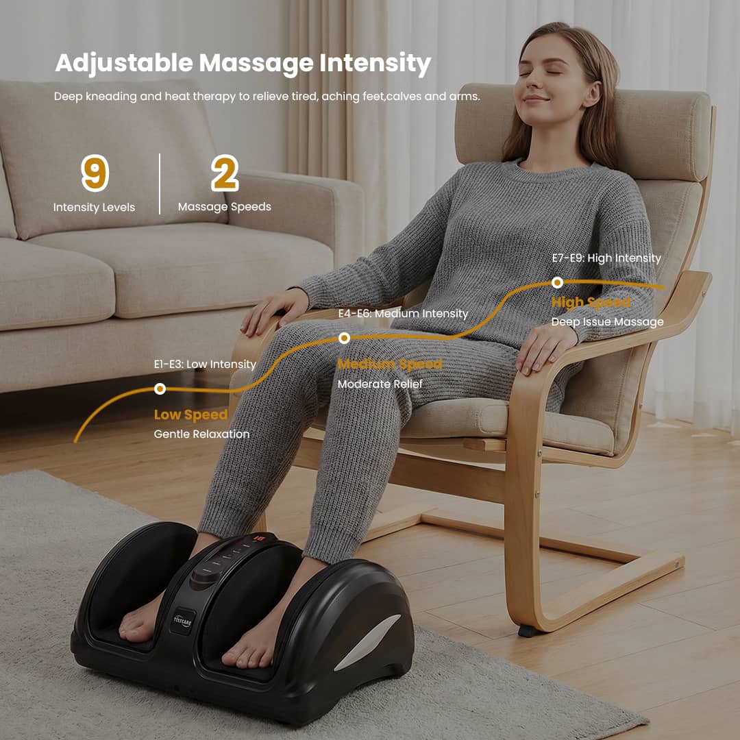 TISSCARE FeetFlo C1 Massaggiatore Piedi Nero Calore Shiatsu