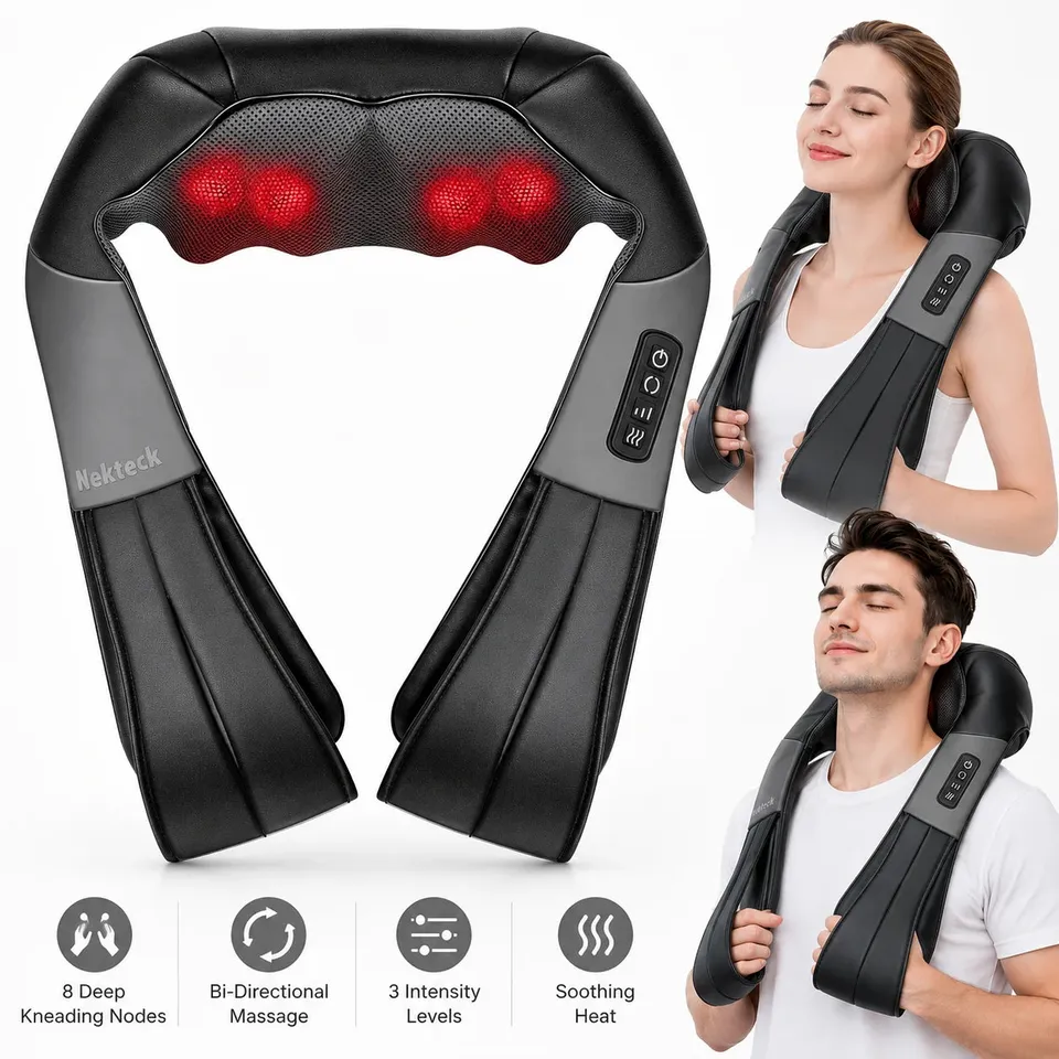 Nekteck Shiatsu Cuscino Massaggiante Collo Calore 16 Nodi