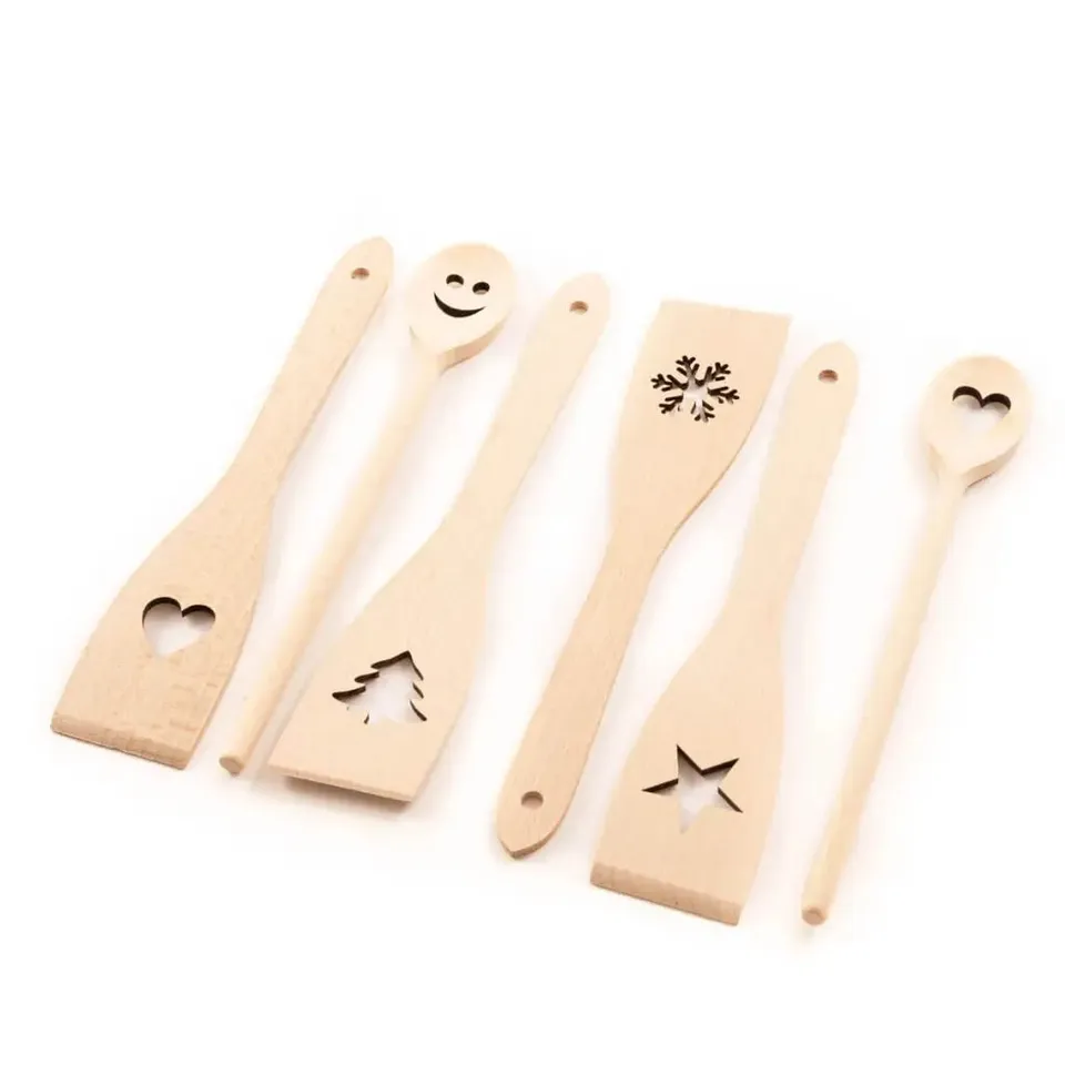 Tuuli Utensili cucina legno set 6 pezzi faggio 30 cm motivo