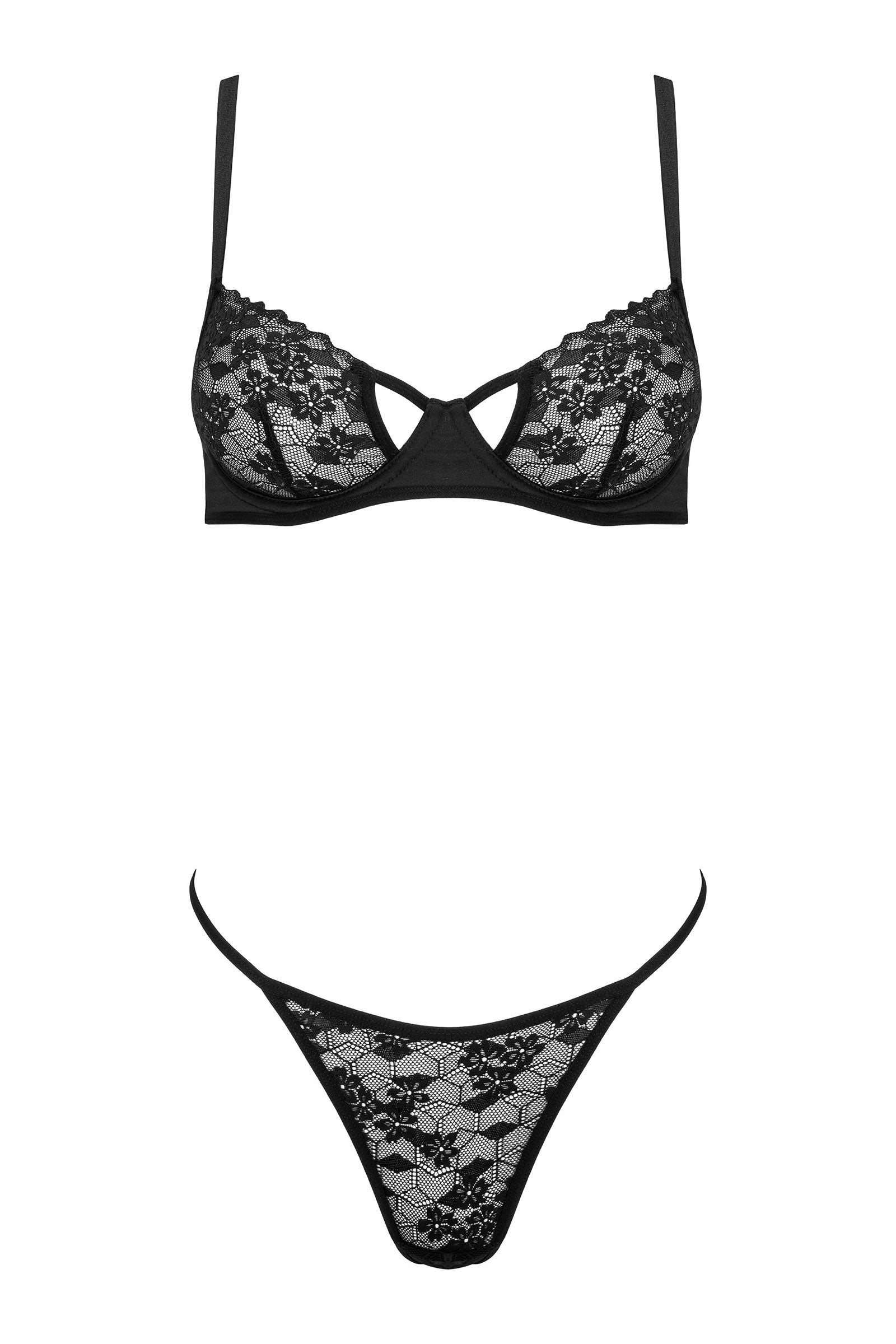 Kotek Set 2 Pezzi Pizzo Nero S/M TP107 Ferretto