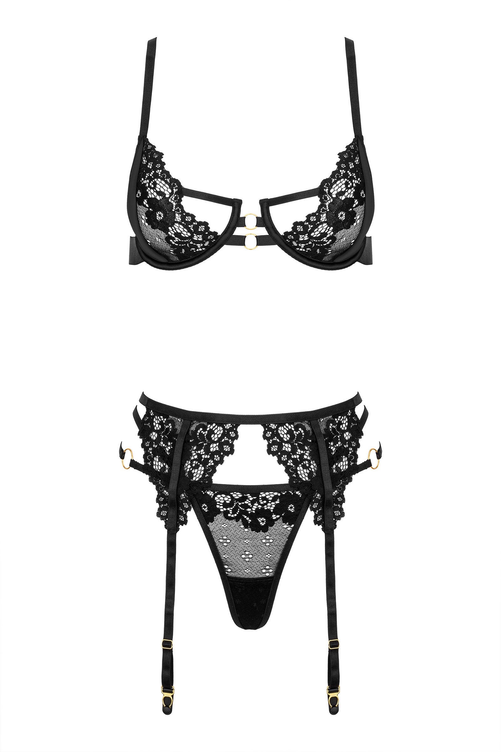 Kotek 3-teilige Sets completino intimo pizzo nero S/M in pizzo
