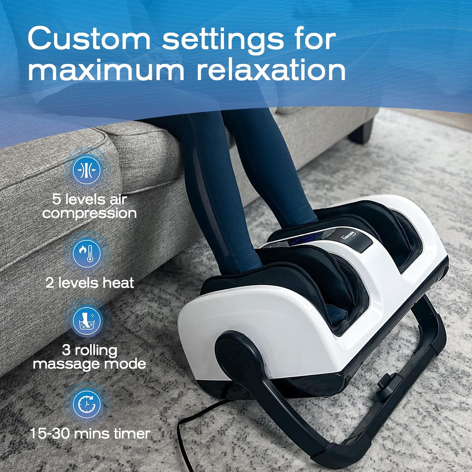 Tisscare 208 massaggiatore piedi shiatsu bianco con calore