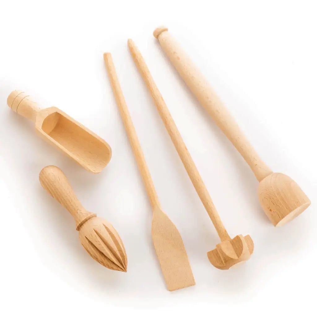 Tuuli Utensili cucina legno Set faggio 5 pezzi frusta
