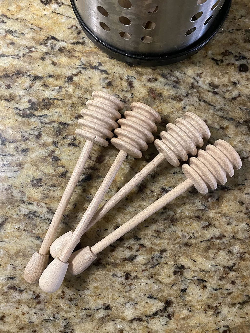Tuuli Cucchiai miele faggio 15 cm set 4 pezzi scanalati
